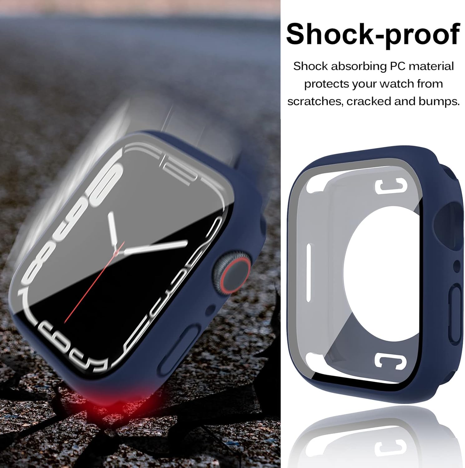 2 en 1 Miimall – Funda protectora de pantalla impermeable para Apple Watch 7 de 1.614 pulgadas, carcasa rígida de policarbonato impermeable