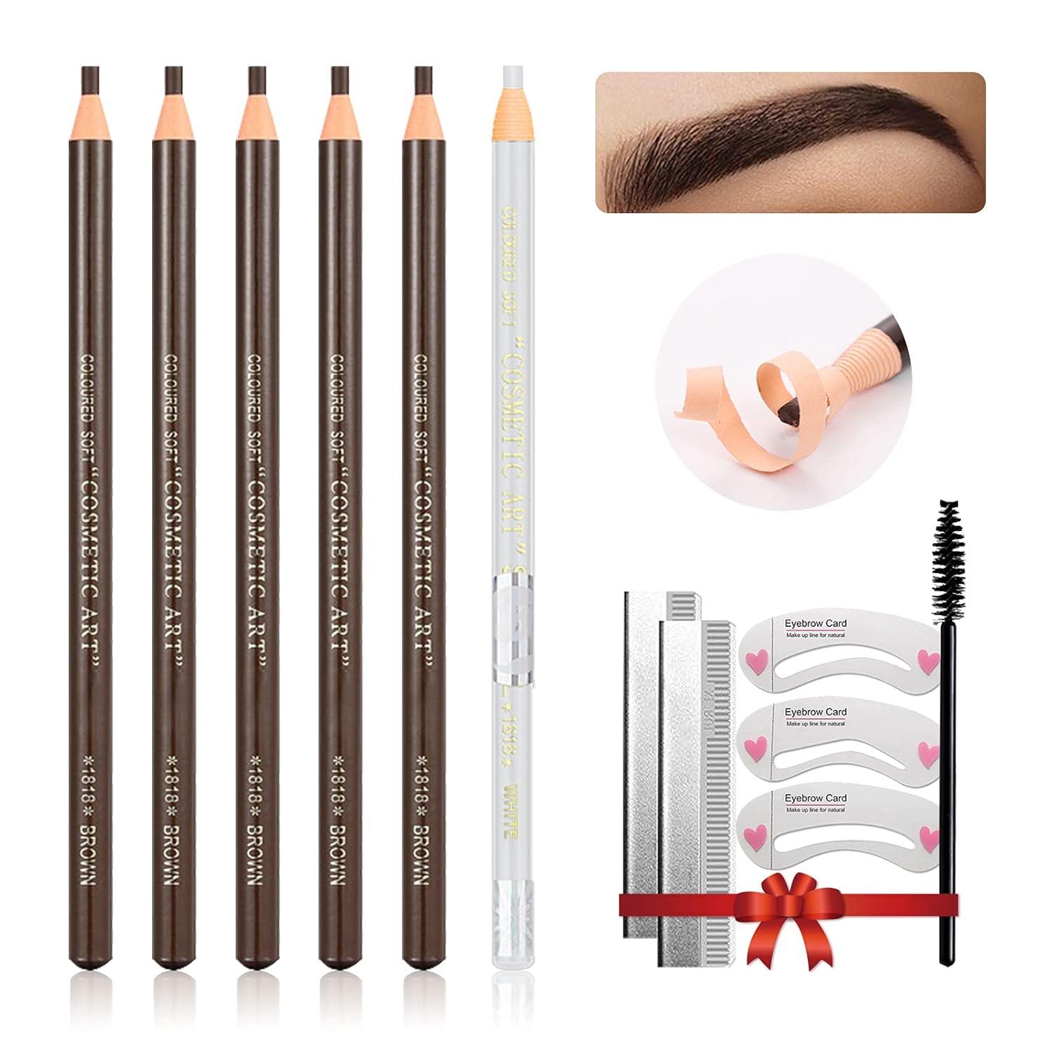 Juego de bolígrafos impermeables para cejas, cordón de extracción, lápiz de cejas Microblading, kit de suministros de lápiz de cejas blanco y