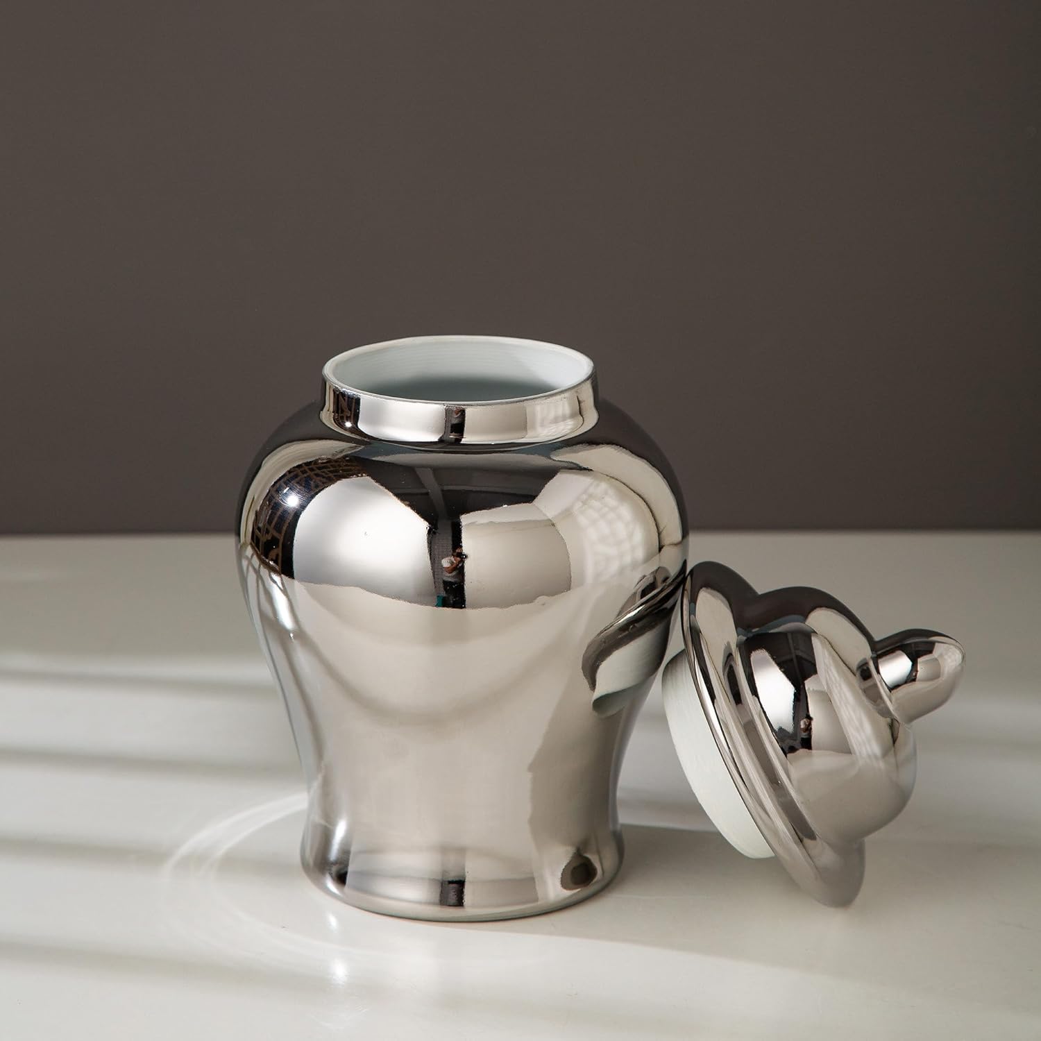 ZRLWIVE Tarro de jengibre de cerámica para sala de estar, porcelana con cáscara de huevo, vintage, alto, grande, decoración de piso, detalles de