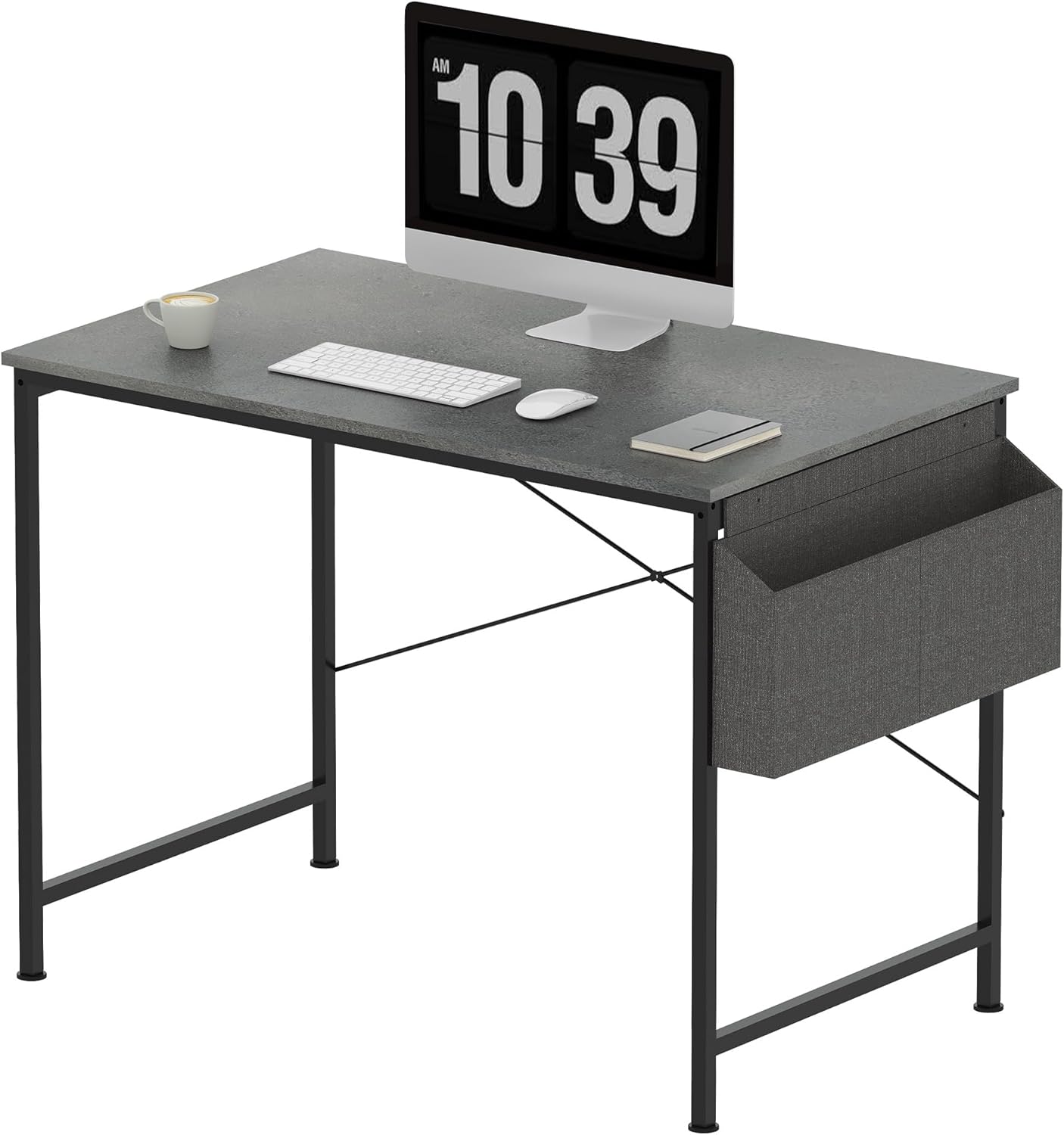 SANODESK Escritorio para computadora de 40 pulgadas con bolsa de almacenamiento, escritorio de oficina en casa con mesa de madera y marco de metal,