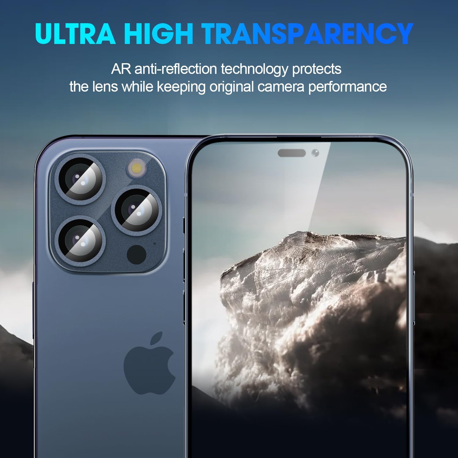 Protector de lente de cámara para iPhone 15 Pro  15 Pro Max, aleación 3D de metal y vidrio templado, protección de cobertura completa, 1 paquete