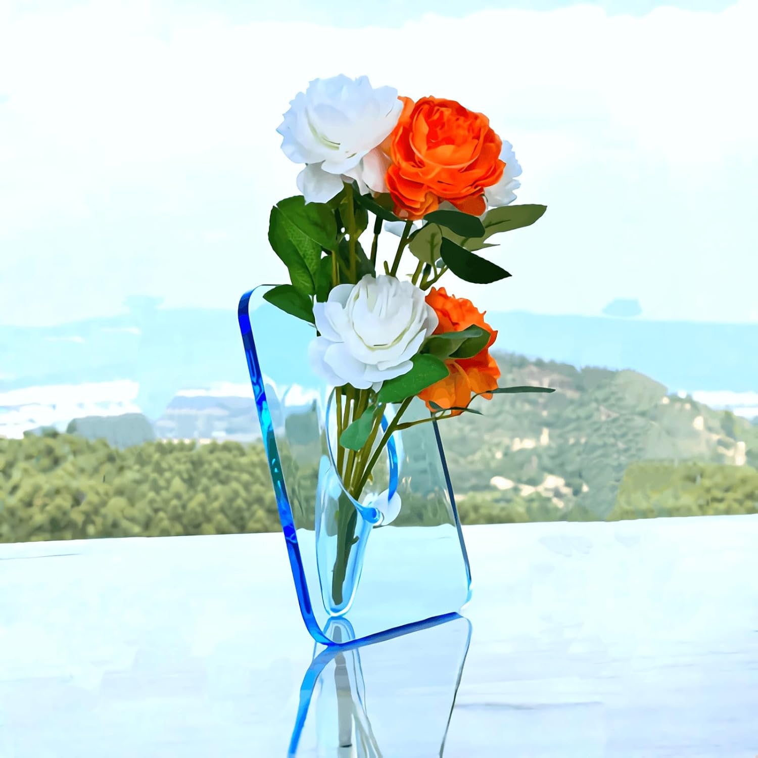 Florero de acrílico transparente rectangular, marco acrílico, florero Art Deco, decoración de consolas y varios escritorios, regalos de inauguración
