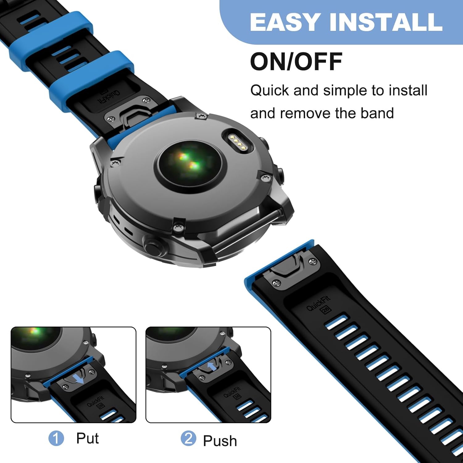 OVERSTEP Correa de reloj compatible con Fenix 5X, correa de reloj de silicona suave de 0.06 pulgadas de ancho para Garmin Fenix 5XFenix 5X PlusFenix