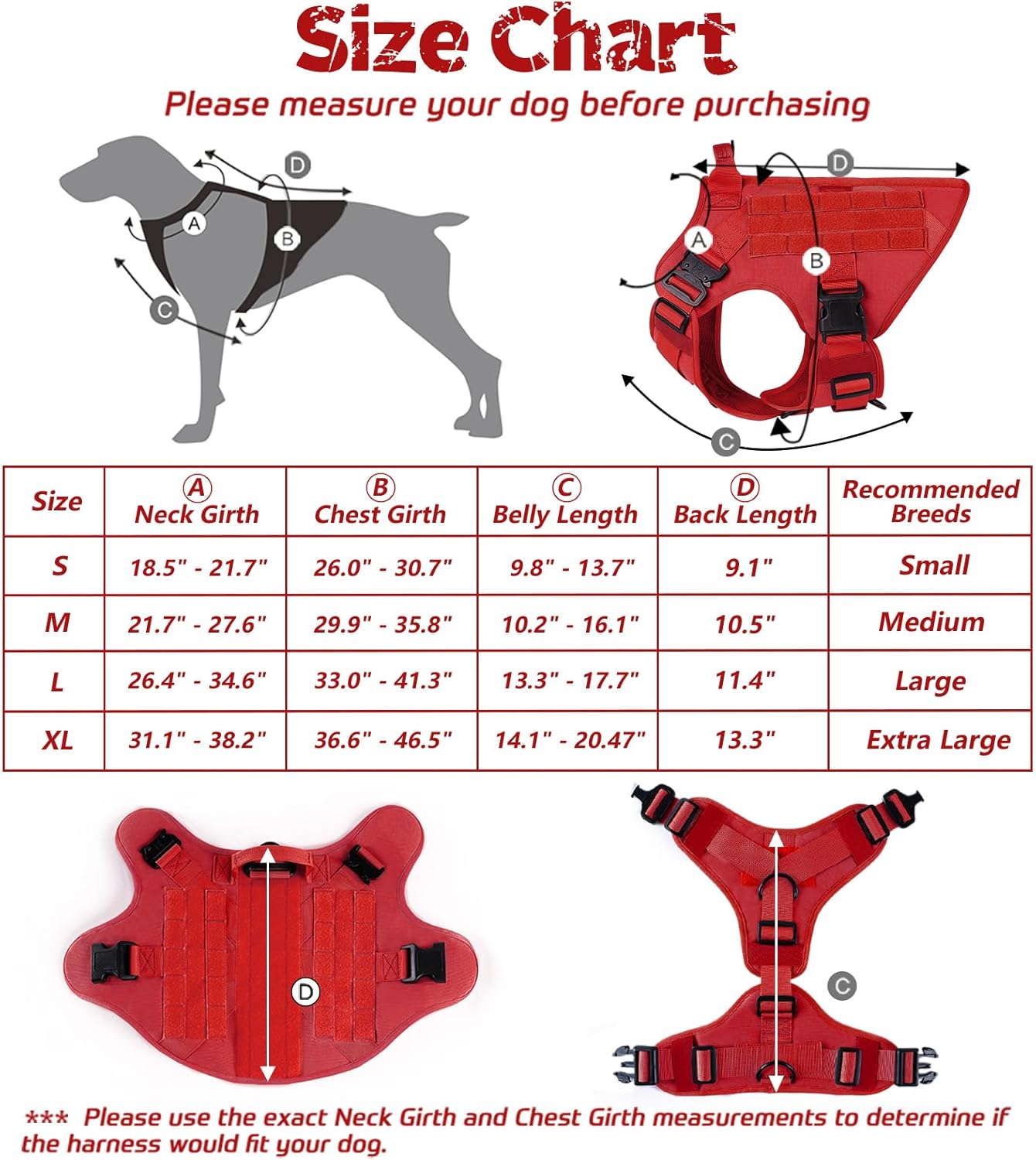rabbitgoo Arnés táctico para perros grandes, arnés resistente con asa, chaleco para perros de servicio sin tirones, para razas grandes, arnés