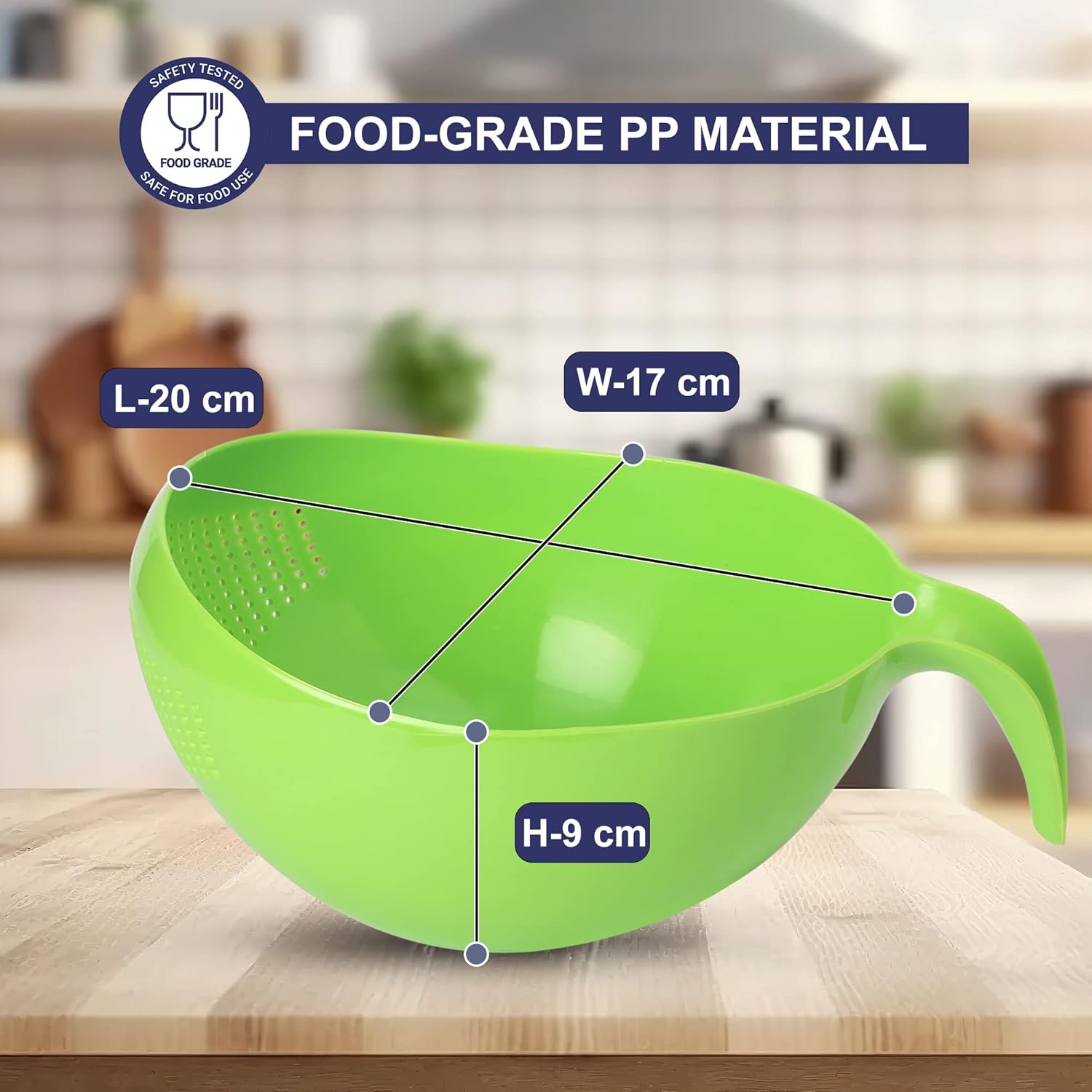 Colador de lavadora de arroz resistente con asa, colador para lavar verdurasarroz, colador para limpiar frutas, verduras y frijoles, 2.1 cuartos de