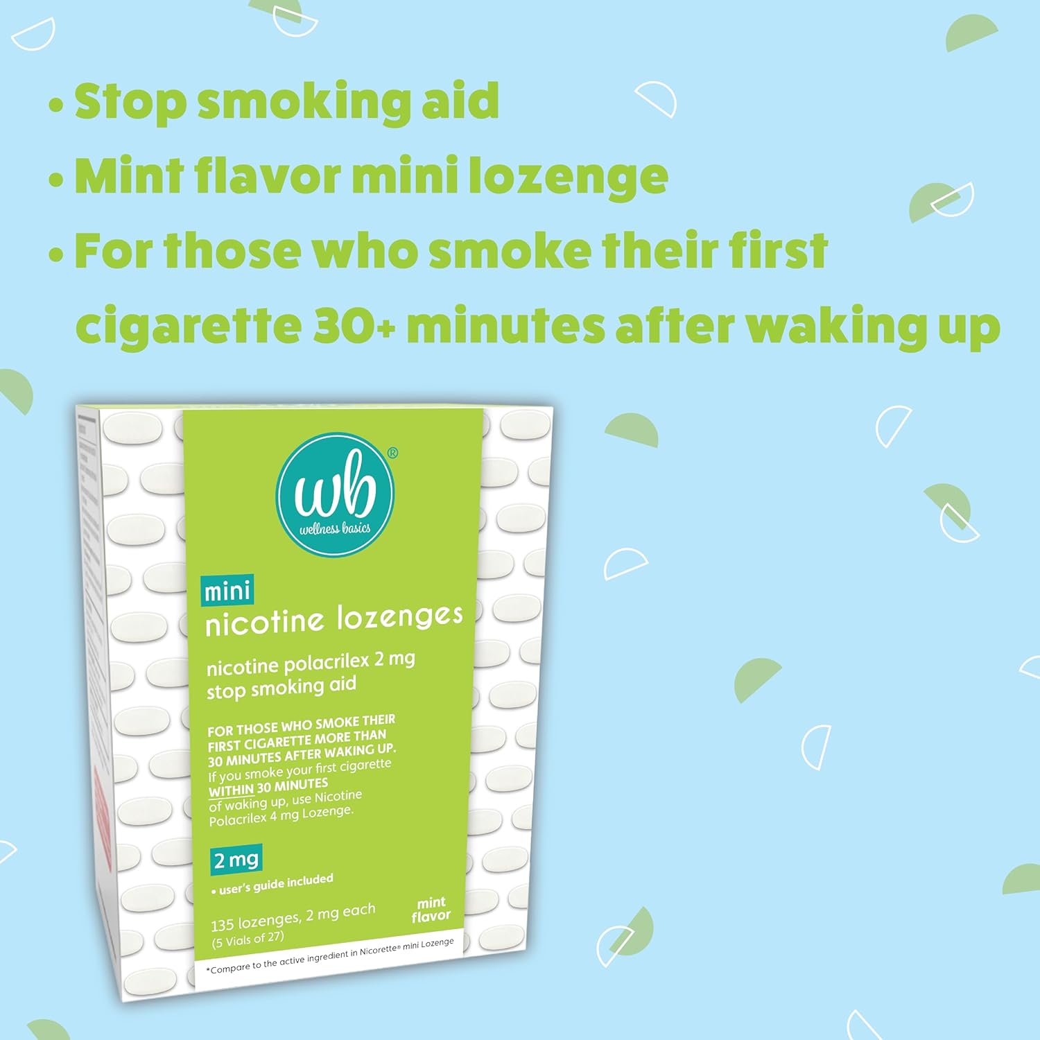 Mini pastilla de nicotina (2 mg – 135 unidades) Ayuda para dejar de fumar – Reduce los síntomas de abstinencia – Sabor a menta (paquete de 5 viales)