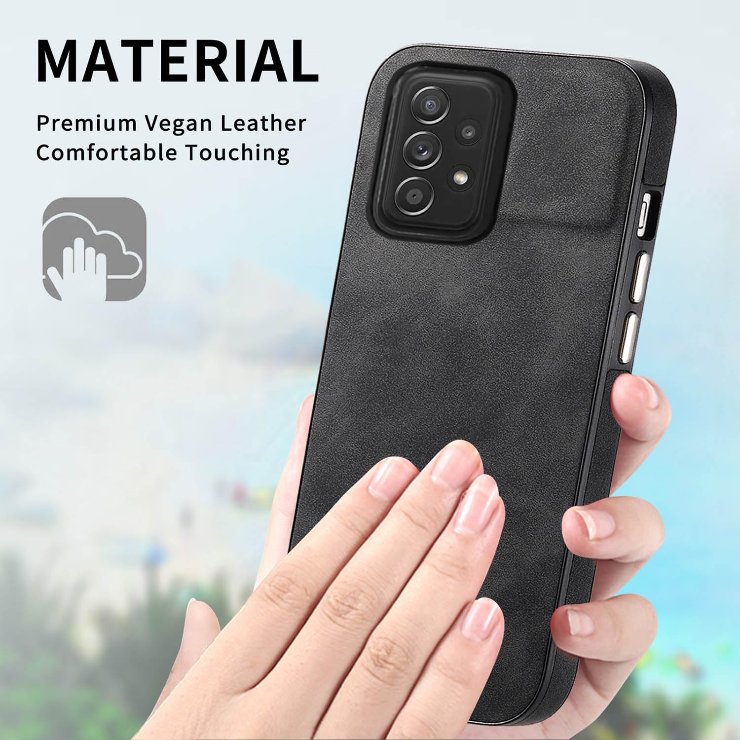 Asuwish Funda de teléfono para Samsung Galaxy A52A52S 5G con protector de pantalla de vidrio templado y funda delgada de cuero suave y resistente,
