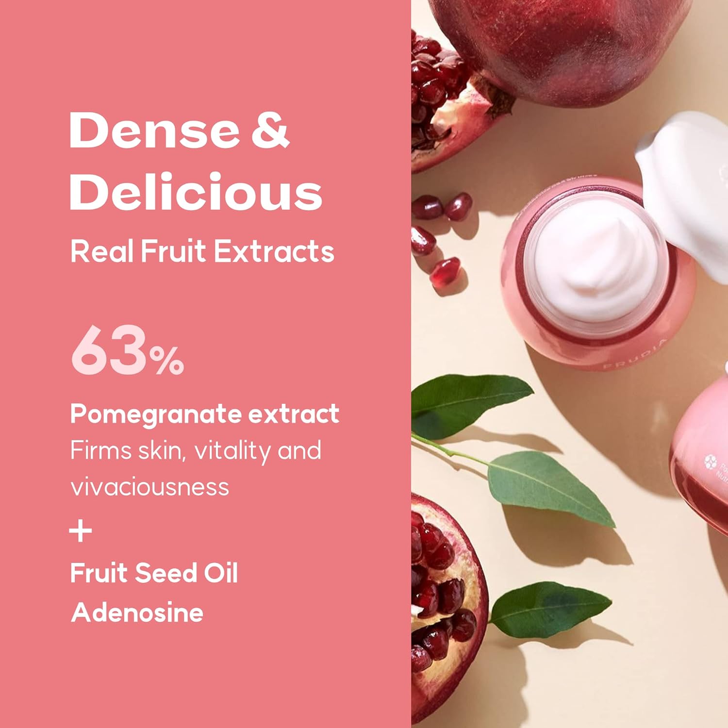 FRUDIA WELCOS Crema facial nutri-hidratante de granada  Hidratante facial para firmeza de la piel y vitalidad, crema hidratante facial coreana para