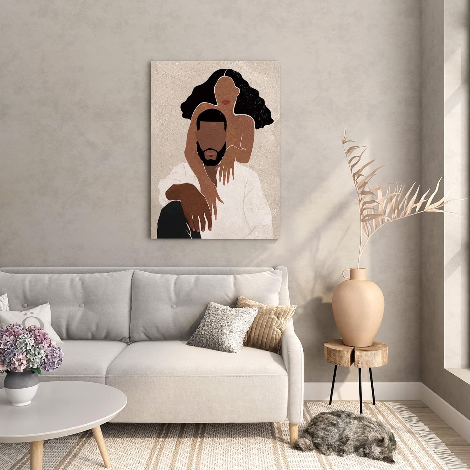 Tuyashua Póster decorativo de pared de pareja negra con marco (11.5 x 15 pulgadas), arte de pared afroamericano, decoración de pared de niña negra