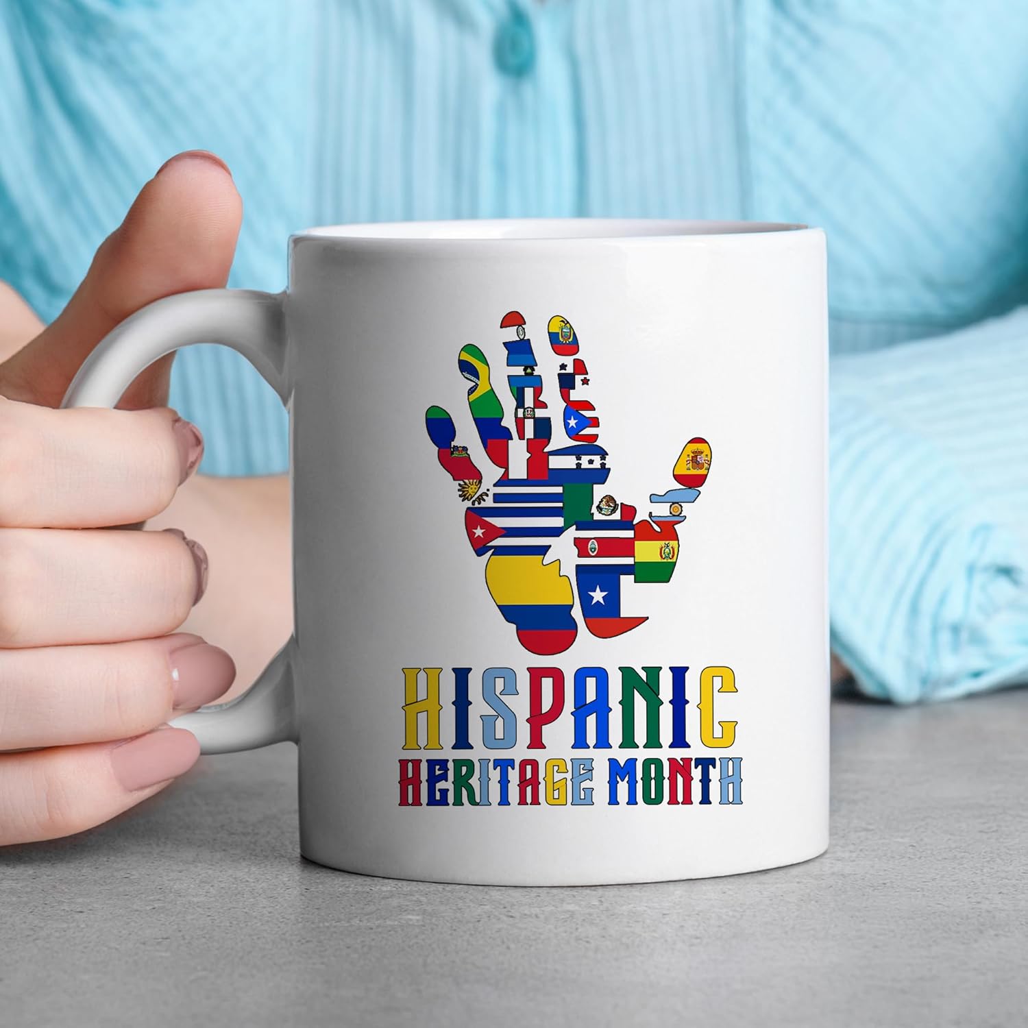 TODOLIA -11Oz- Taza de café del mes de la herencia hispana, taza de café de la herencia hispana, taza de regalo latina española, taza del orgullo