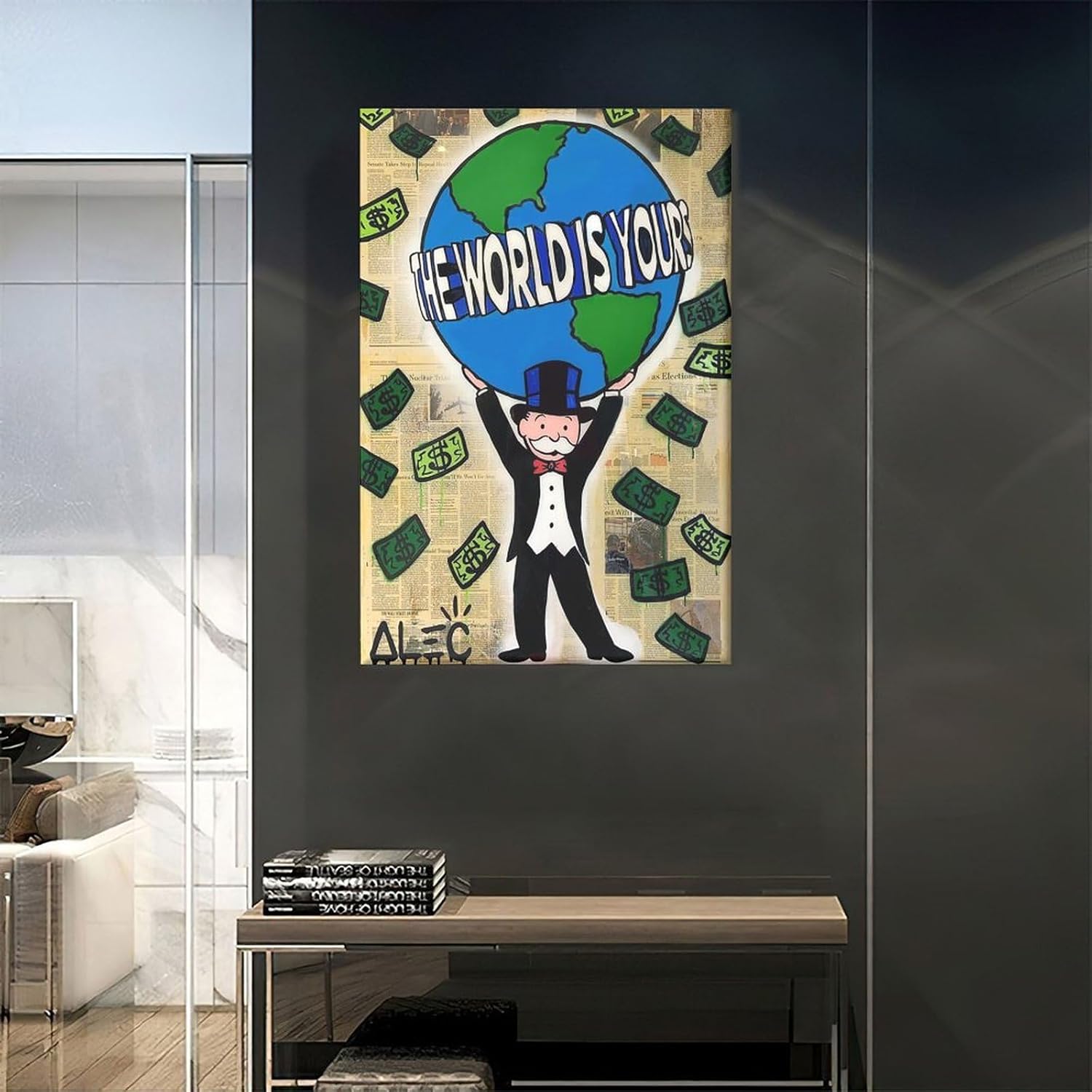 ALEC-Monopolys – Póster en lienzo con texto en inglés The World Is Yours (El mundo es tuyo), pinturas para decoración de pared para sala de estar,