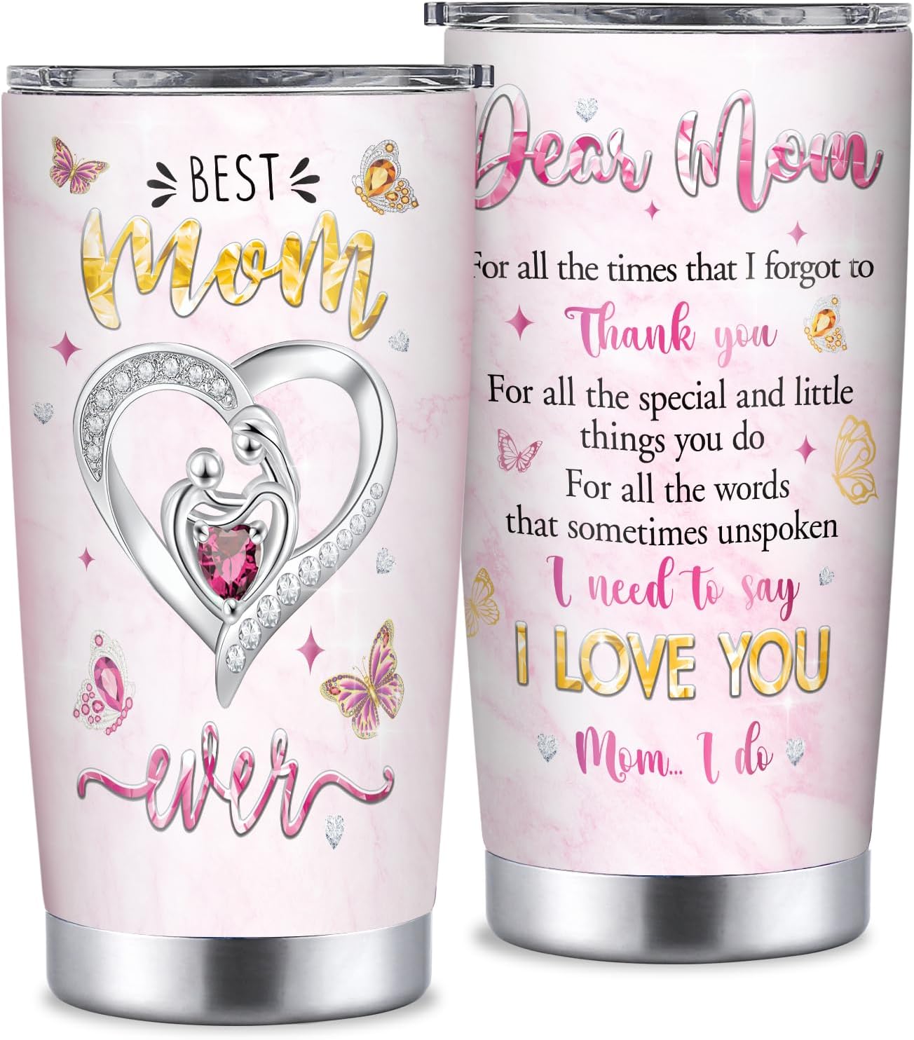 Regalos para la mejor mamá del mundo, vaso aislado de 20 onzas, regalos de cumpleaños para mamá de parte de la hija, regalos de Navidad para el día