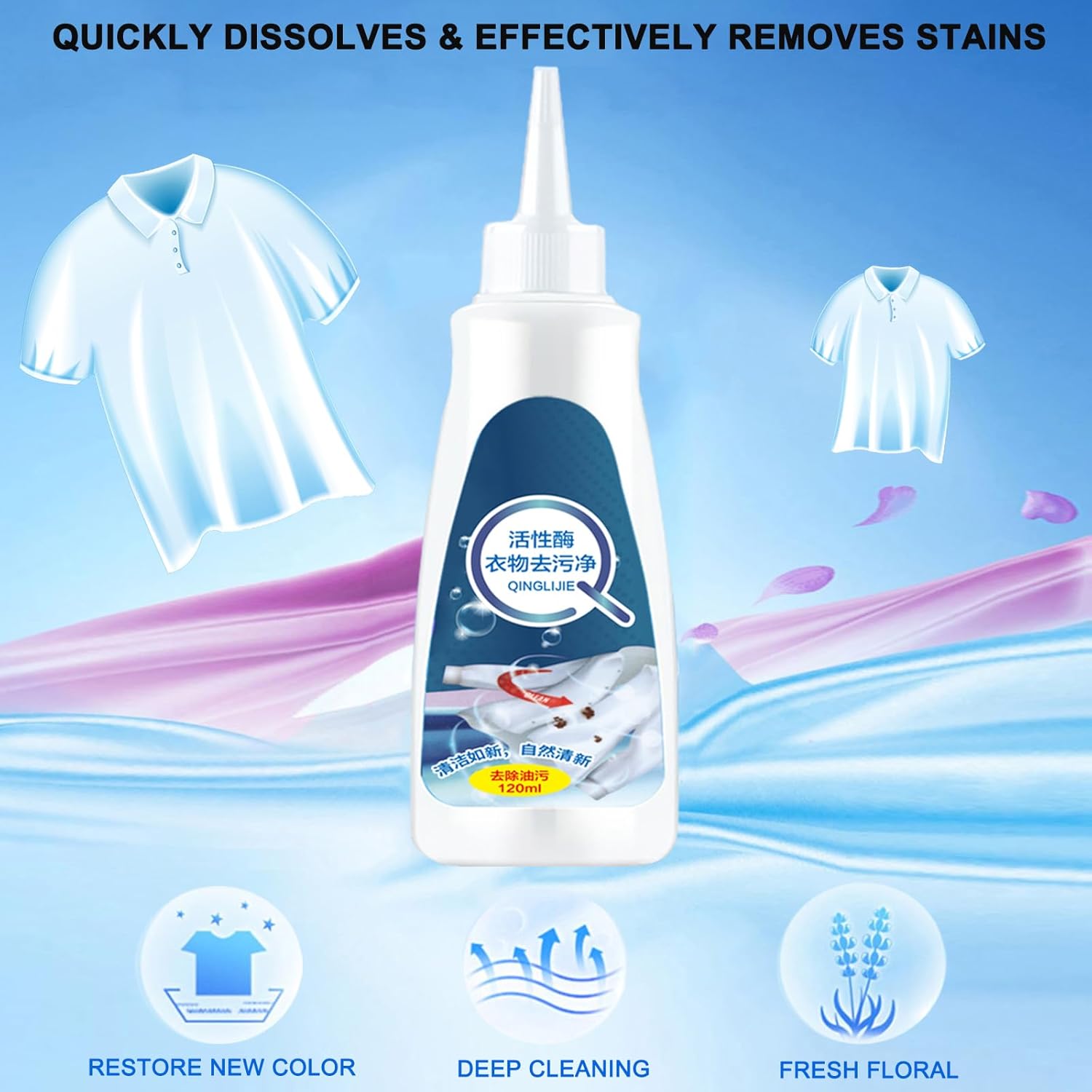 Active Enzyme – Quitamanchas de ropa, limpieza enzimática activa de lavandería, limpiador de manchas difíciles para ropa, sofá, manchas de alfombras
