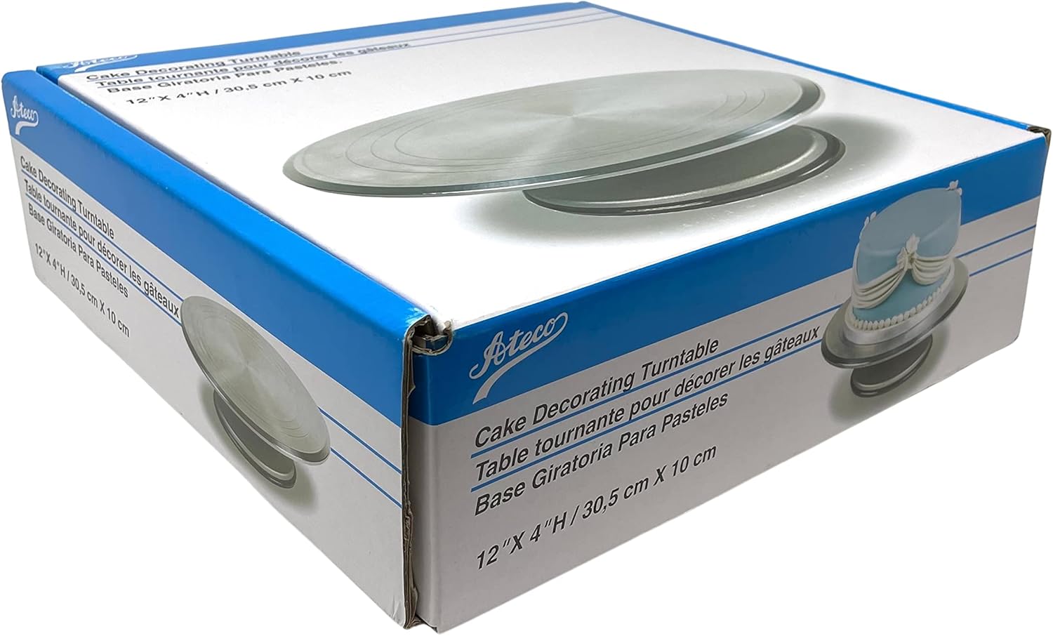 Ateco 608REVOLVING Cake Decorating soporte, 11″ Ronda, apto para uso alimentario de plástico Base & parte superior, #613 – base de aluminio, 12″,