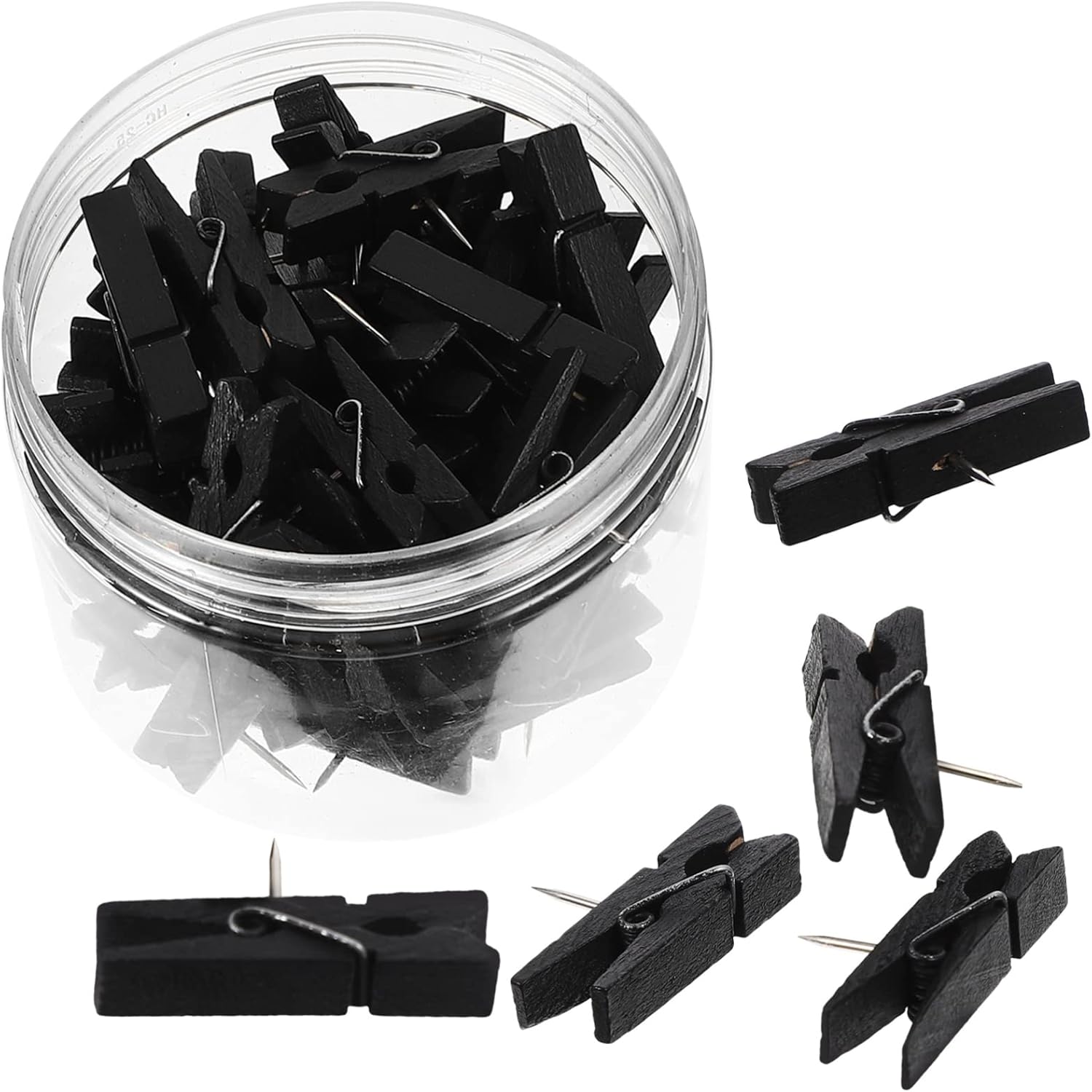 Imanes de alfiler de empuje, tachuelas para pulgar, pulgar, pulgar, pulgar, 50 unidades, mini pinzas de madera para papel fotográfico, clips de