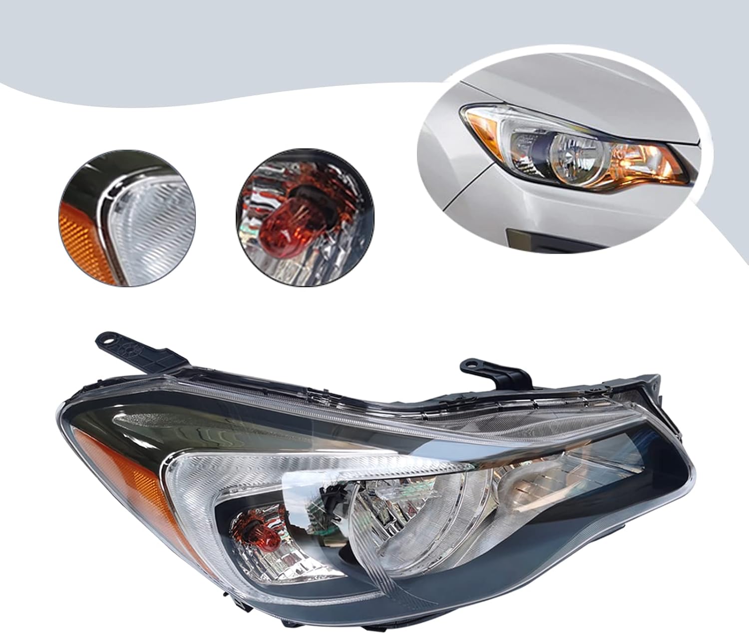 CNCEST Conjunto de faros delanteros halógenos derechos – ajuste directo  carcasa cromada lente transparente – para modelos Subaru Impreza 2015-2016