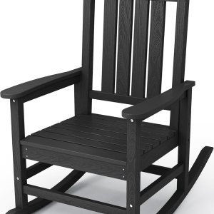 KINGYES Mecedoras para exteriores, resistentes a la intemperie, mecedoras de patio con respaldo alto para adultos, color negro KINGYES Mecedoras para exteriores, resistentes a la intemperie, mecedoras de patio con respaldo alto para adultos, color negro