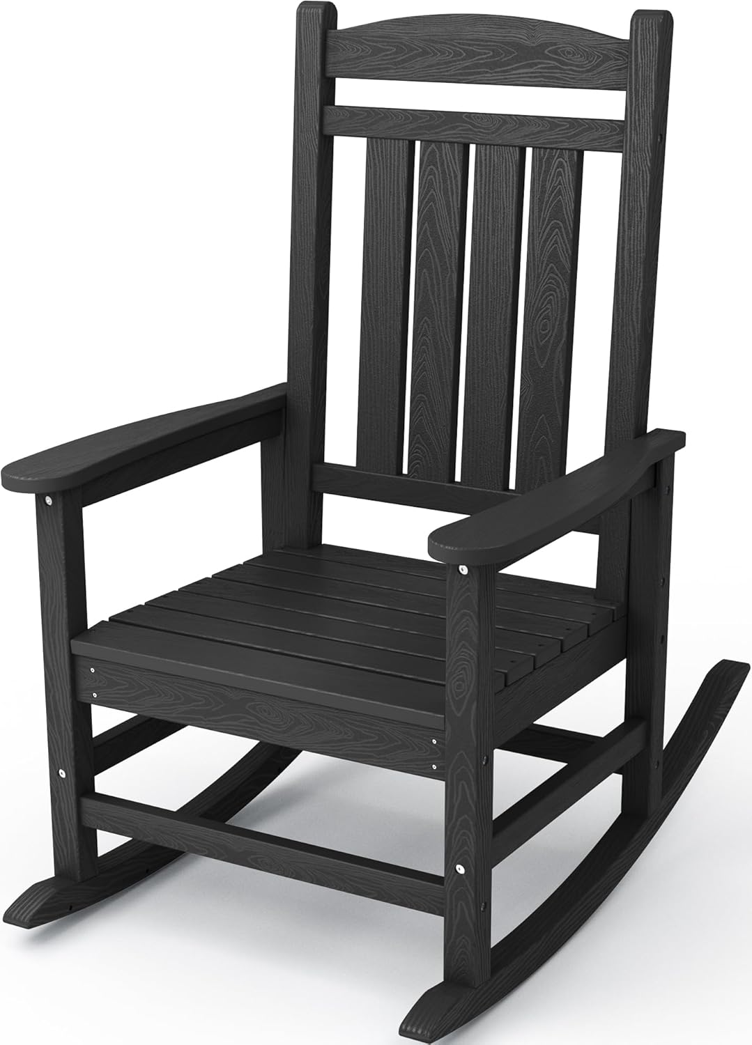 KINGYES Mecedoras para exteriores, resistentes a la intemperie, mecedoras de patio con respaldo alto para adultos, color negro
