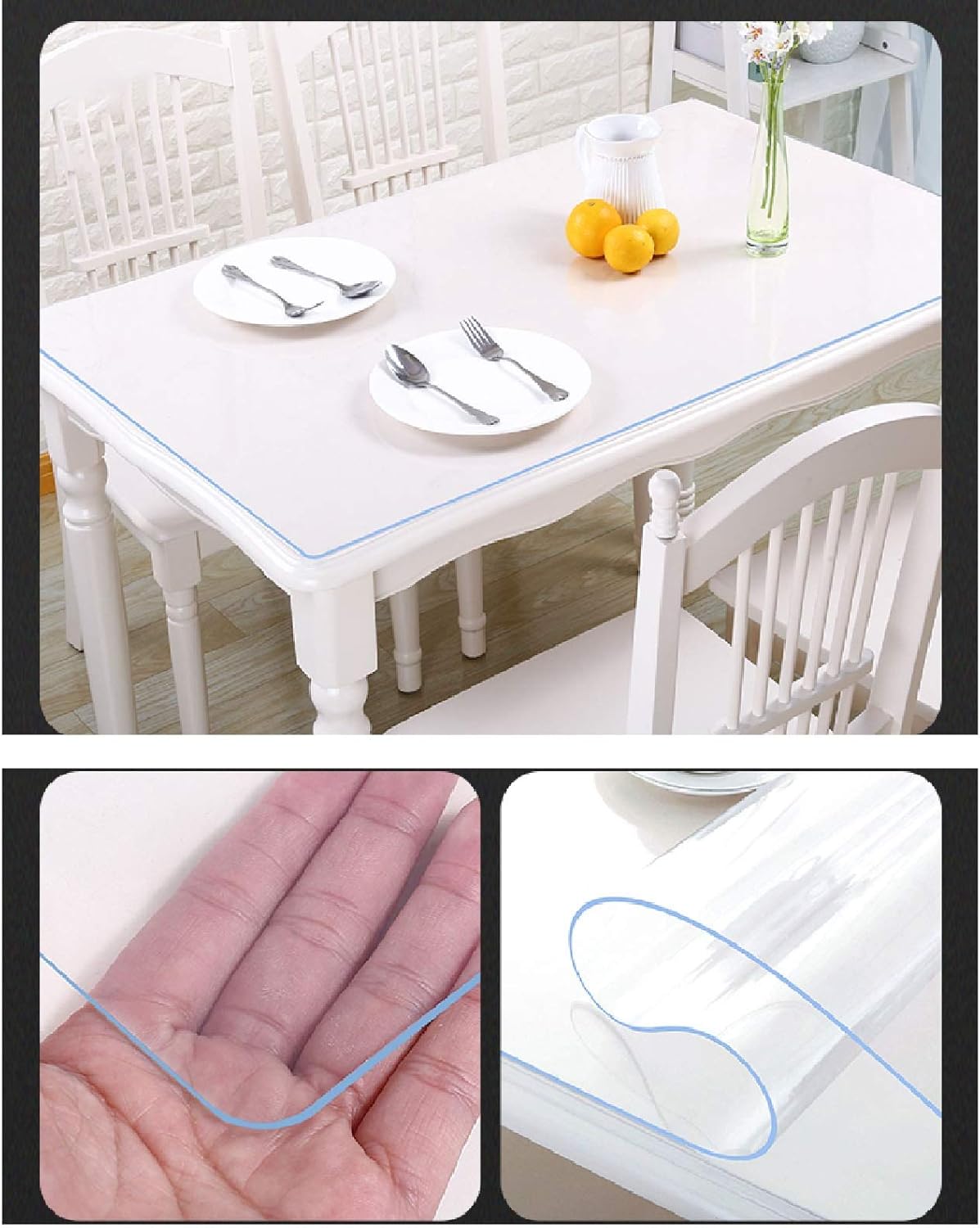 ZHANGQINGXIU Mantel transparente de plástico transparente para mesa, mantel de PVC, alfombrilla de vinilo, fácil de limpiar, impermeable, lavable,