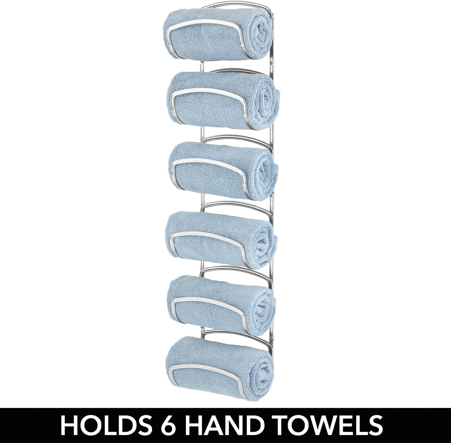 mDesign Toallero moderno y decorativo de seis niveles para baño, soporte y organizador, para montar en la pared, para almacenamiento de toallas de