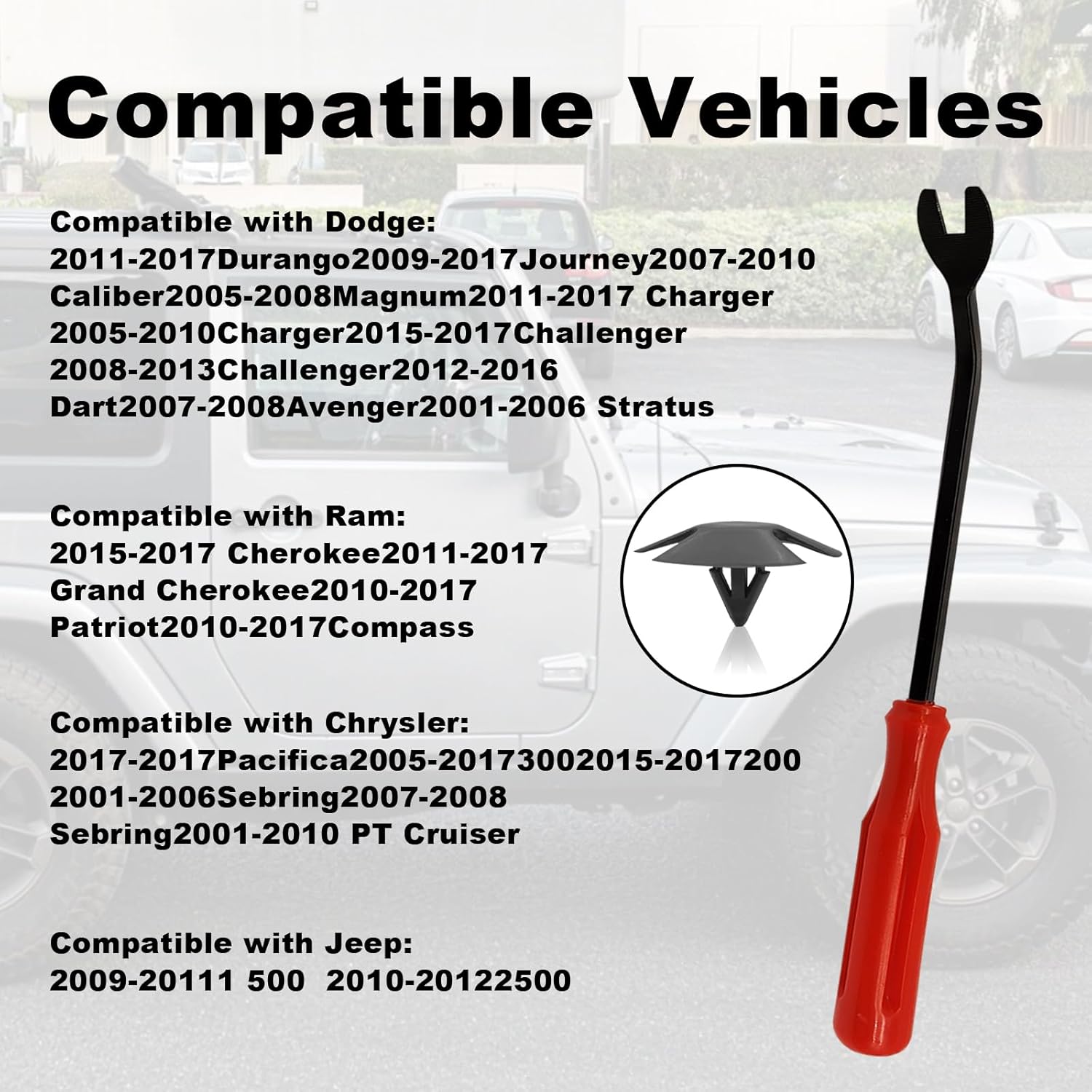 50 retenedores de aislamiento de capó de automóvil, clips de retención tipo empuje con un removedor de sujetadores de repuesto para Chrysler Jeep,