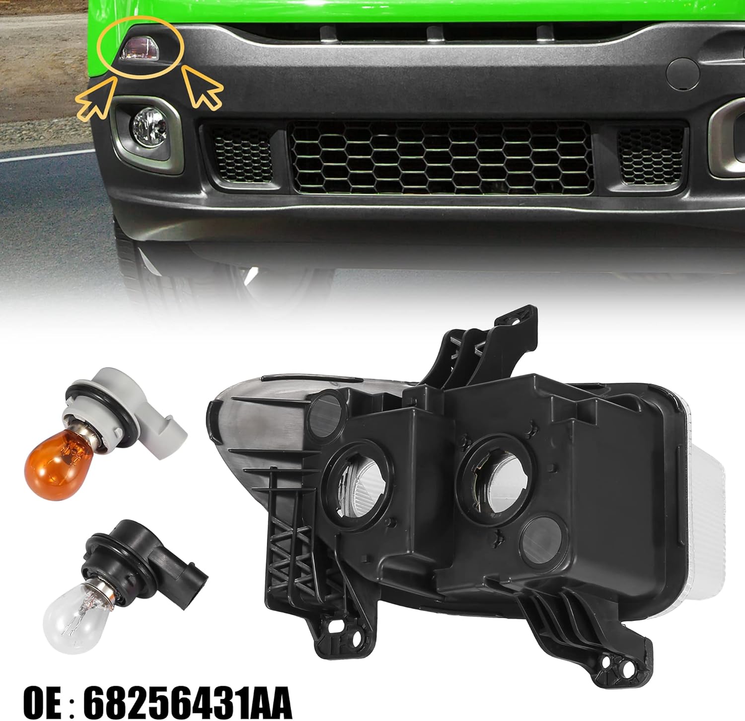 X AUTOHAUX Luz de señal delantera del coche lado del pasajero para Jeep Renegade 2015-2018 reemplazo CH2531105 68256431AA