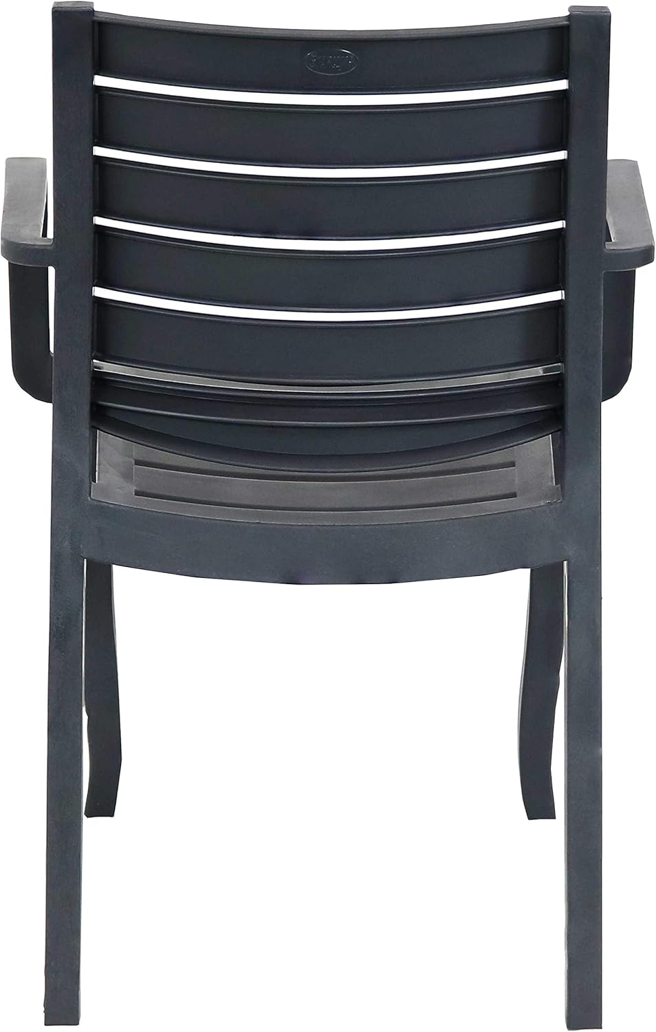 Sunnydaze Illias – Silla de plástico para patio al aire libre, juego de 2, asientos apilables, color gris