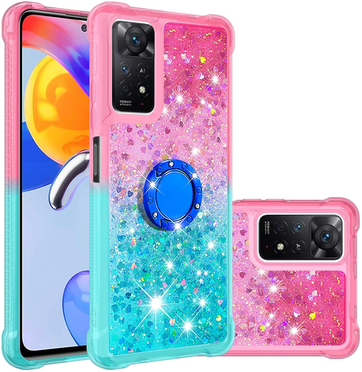 Monwutong Funda de teléfono para Xiaomi Redmi Note 11 Pro 5G4G, brillante efecto arena movediza TPU parachoques con cuatro esquinas cubierta de