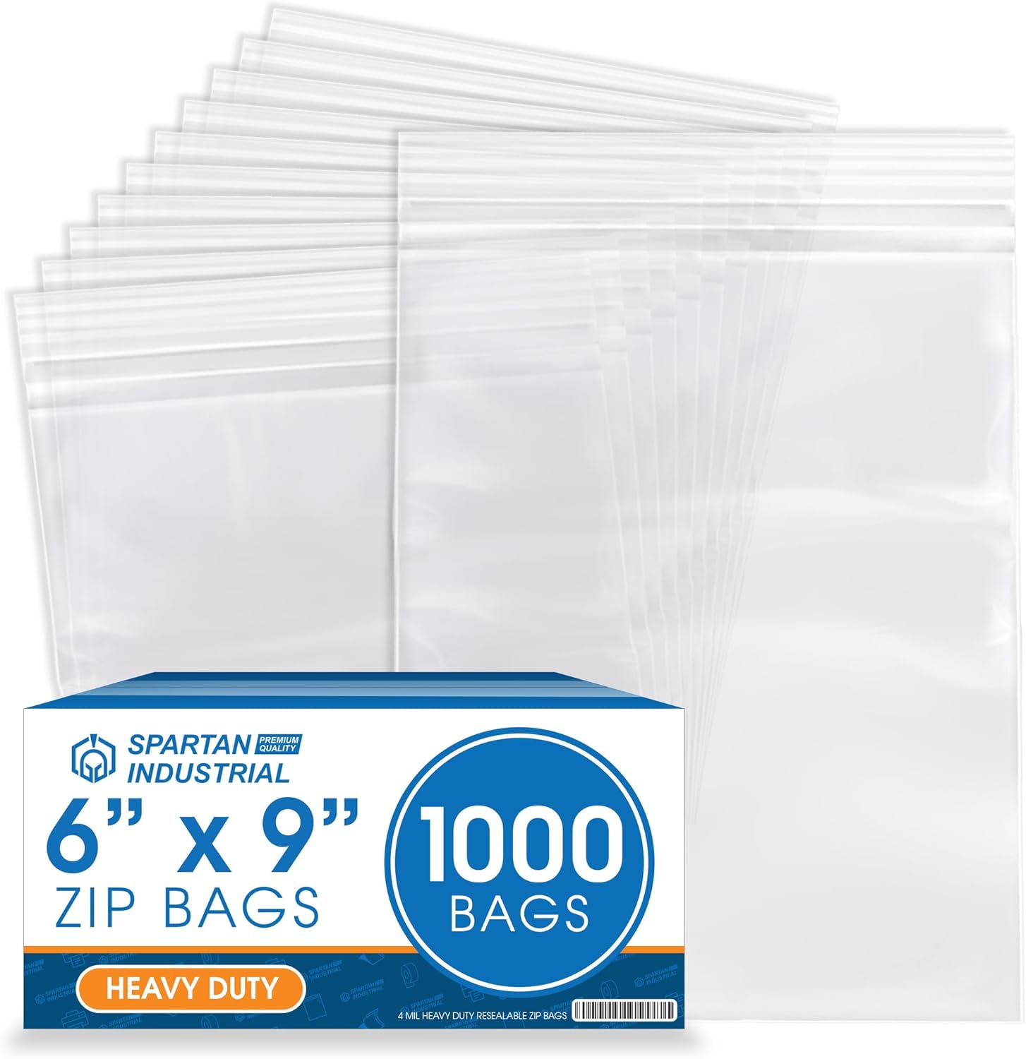 Spartan Industrial – Bolsas de polietileno de plástico con cierre resellable de 6 x 9 pulgadas (1000 unidades) gruesas y duraderas de un cuarto de