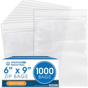 Spartan Industrial – Bolsas de polietileno de plástico con cierre resellable de 6 x 9 pulgadas (1000 unidades) gruesas y duraderas de un cuarto de Spartan Industrial – Bolsas de polietileno de plástico con cierre resellable de 6 x 9 pulgadas (1000 unidades) gruesas y duraderas de un cuarto de