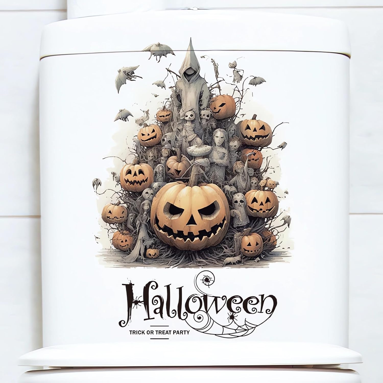 Calcomanías de pared de monstruo de calabazas de Halloween, calcomanías de pared de fantasmas de terror de Halloween, vinilo extraíble para