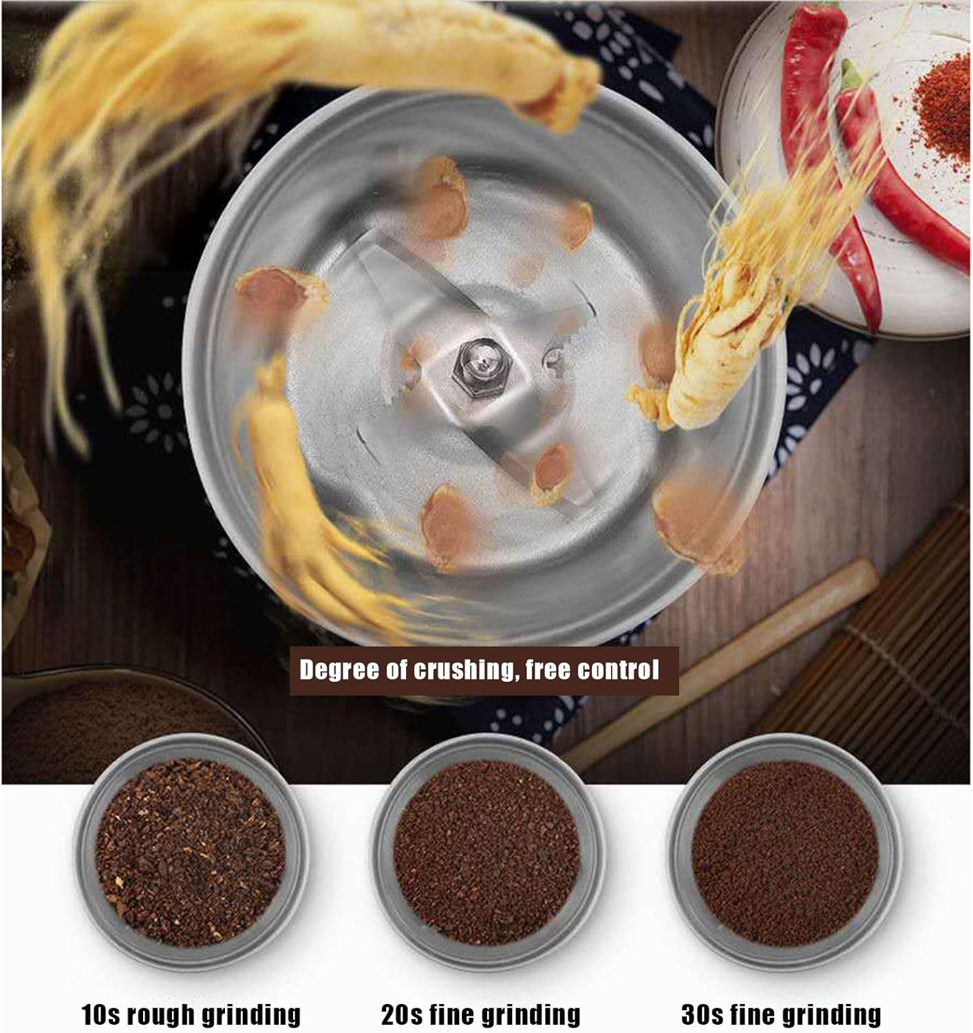 Máquina multifunción de 150 W, molinillo eléctrico portátil de grano de cereales de Upthehill Molinillo de grano de café Molino de especias hierbas