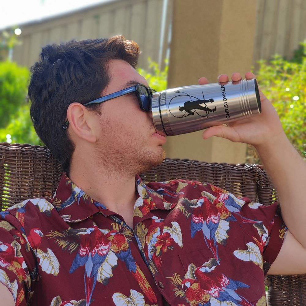 LaserGram Taza de viajero de 16 onzas, símbolo masón, grabado personalizado incluido