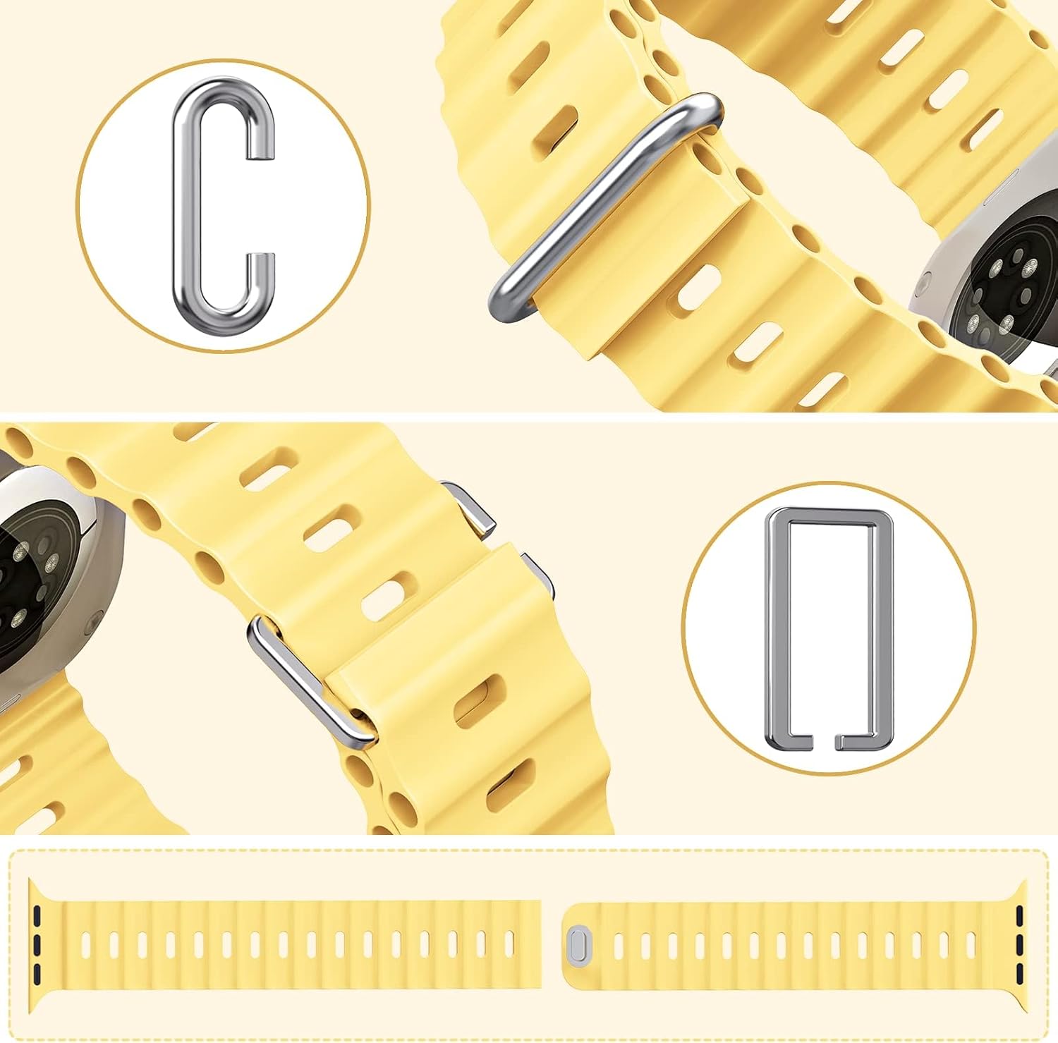 Paquete de 5 correas deportivas compatibles con Apple Watch Band de 1.496 pulgadas, 1.575 pulgadas, 1.614 pulgadas, 1.654 pulgadas, 1.732 pulgadas,