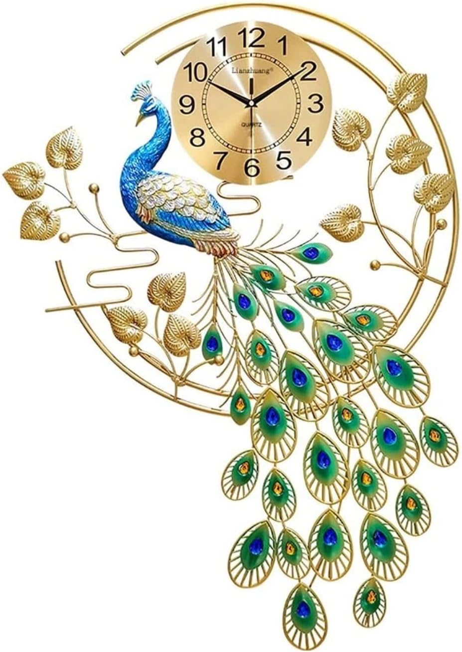 Reloj de pared para decoración de sala de estar, reloj de pared con diamantes de cristal, silencioso, sin tictac, reloj de pared de metal con forma
