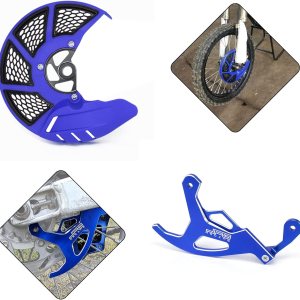 Protector de disco de freno delantero para motocicleta, protector de disco trasero de aluminio compatible con YZ125 YZ250 2008-2017 YZ250F 2007-2013 Protector de disco de freno delantero para motocicleta, protector de disco trasero de aluminio compatible con YZ125 YZ250 2008-2017 YZ250F 2007-2013