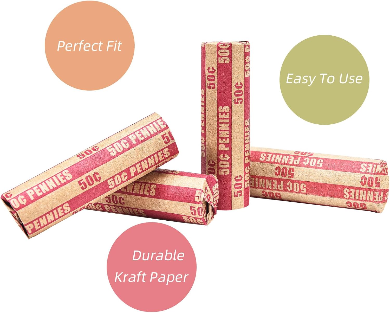 Sumerfnt Penny Coin Wrappers Penny Sleeves Flat Penny Rolls Wrappers Envolturas 100 unidades