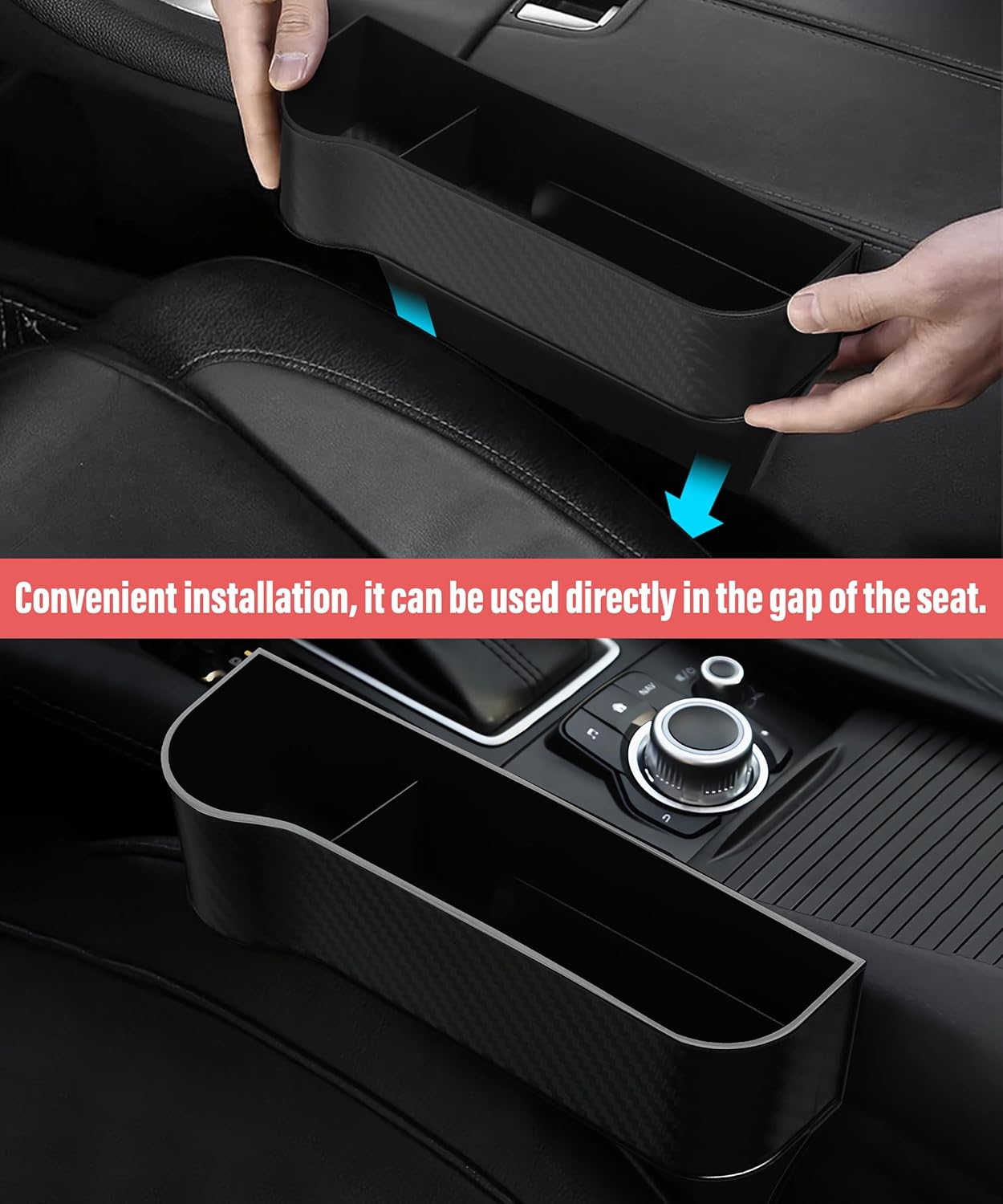 ESEWALAS Organizador de asiento de coche, caja de almacenamiento multifuncional, portátil, unisex