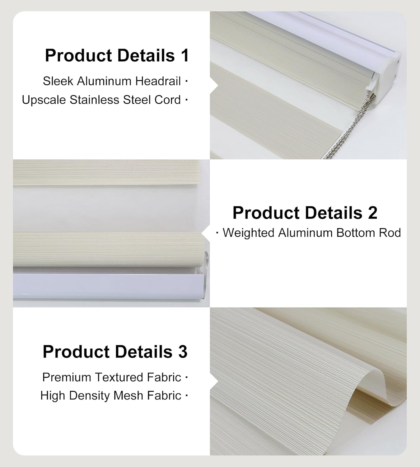 Persianas enrollables Zebra para ventanas, 29 x 72 pulgadas, cortinas enrollables de cebra beige arena, filtran la luz, 50% opacas, para sala de