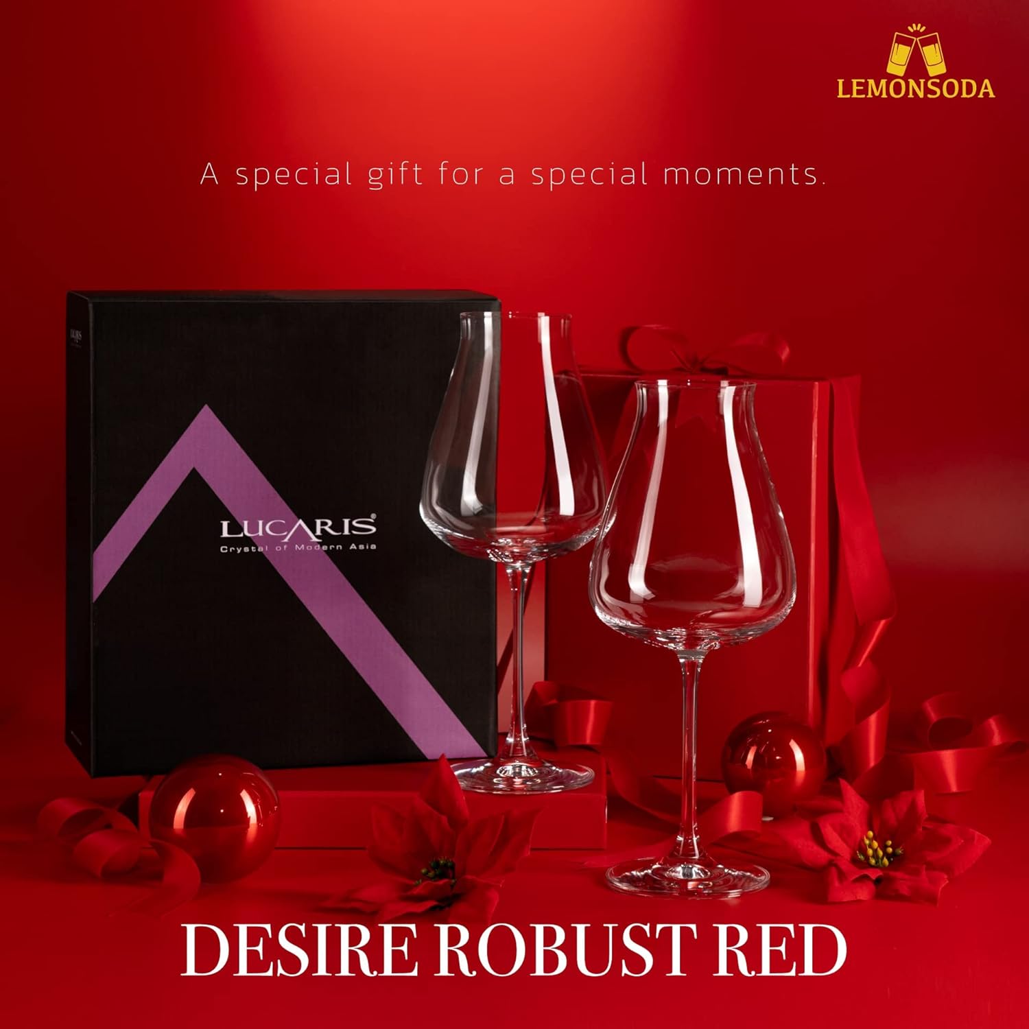 LEMONSODA Copas de vino prémium (Desire Robust Red), copas para Pinot Noir, Merlot, Cabernet Savignon (2 unidades)
