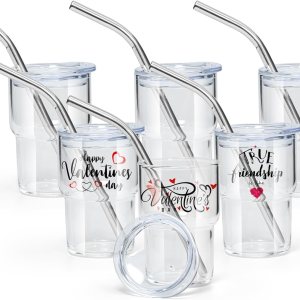 AGH Paquete de 6 vasos de 3 onzas con tapa y popote de acero inoxidable para sublimación Transpanret AGH Paquete de 6 vasos de 3 onzas con tapa y popote de acero inoxidable para sublimación Transpanret