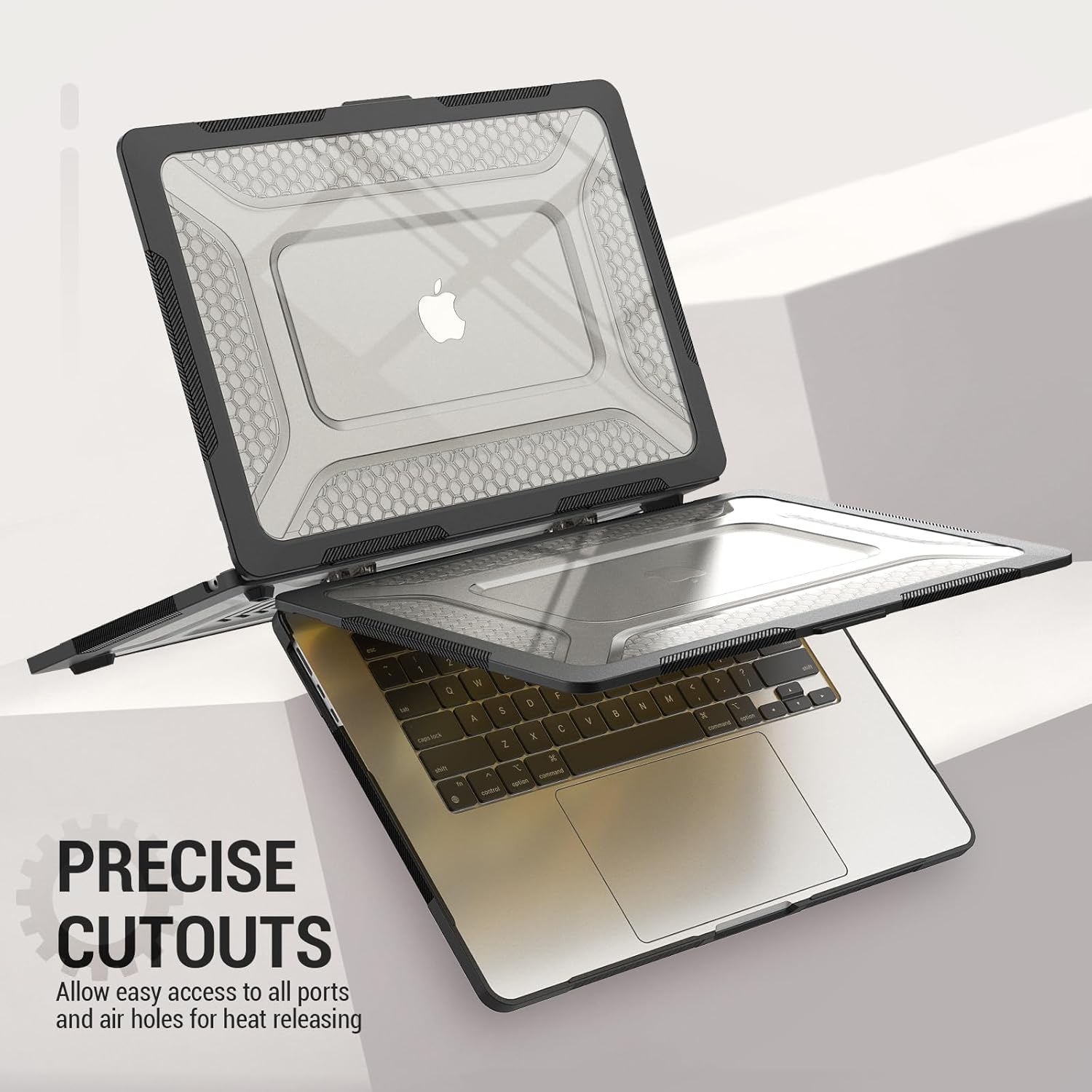 SEYMAC stock Funda para MacBook Air de 15 pulgadas versión 20242023 A3114A2941 M3M2 Chip, funda de protección que absorbe los golpes con soporte