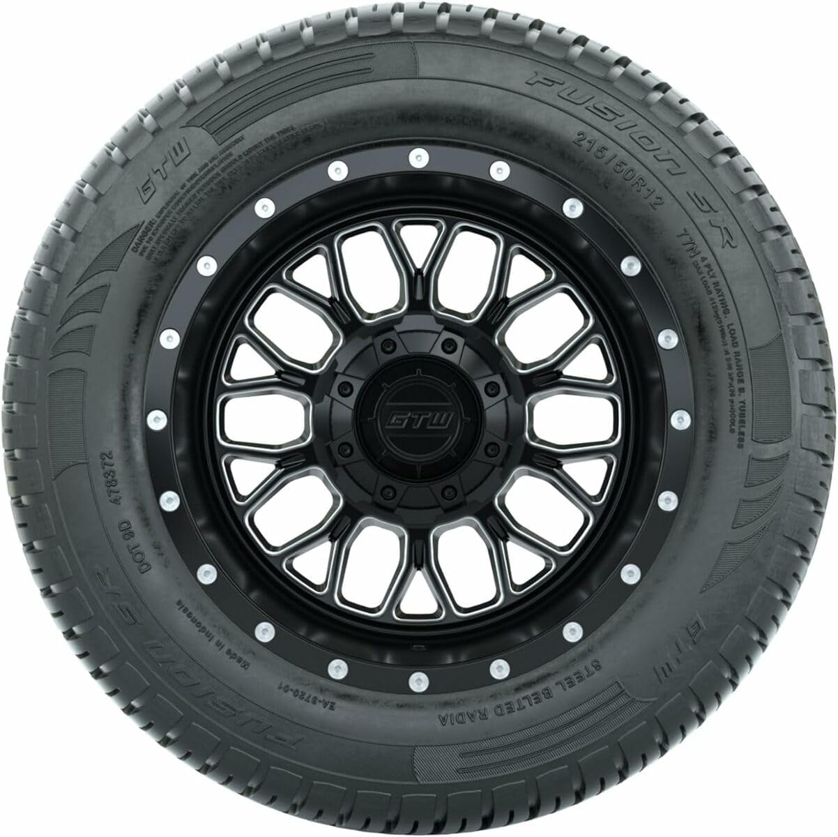 GTW Combo de ruedas y neumáticos para carrito de golf de 12 pulgadas  GTW Helix negro materuedas mecanizadas en 21550-12 (20.5 pulgadas) Fusion SR