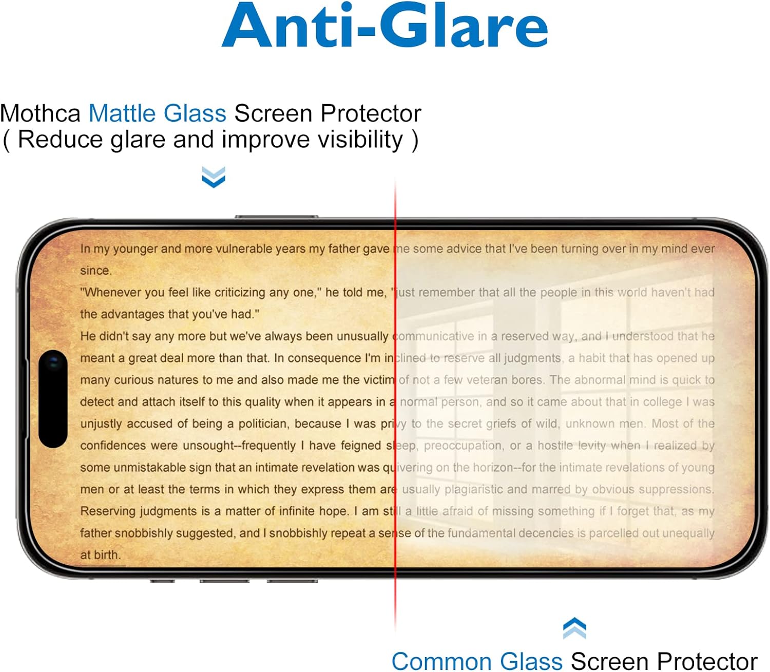 Mothca Protector de pantalla de vidrio mate para iPhone 14 Pro, antirreflejos y antihuellas, vidrio templado, película transparente, fácil de