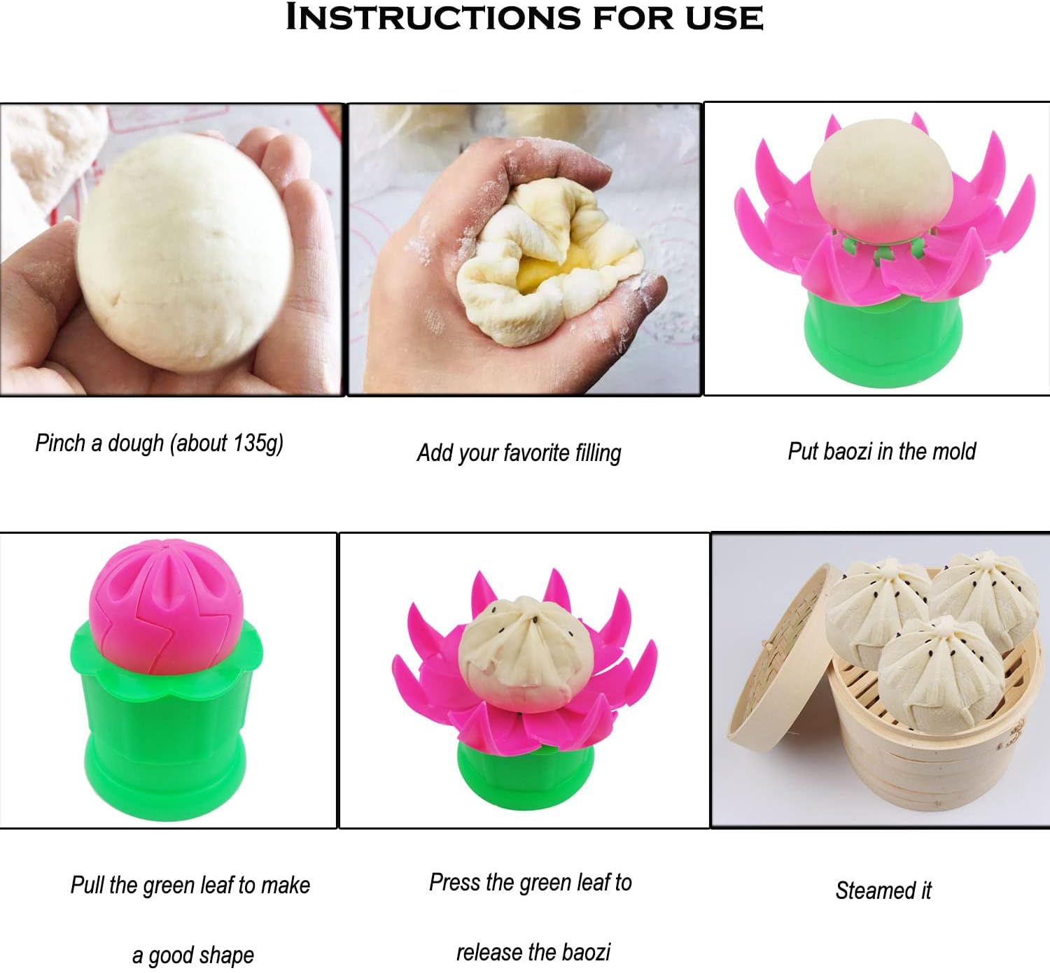 Proshopping Máquina de baozi grande, máquina china de plástico de 2.75 pulgadas, máquina para hacer bollos rellenos al vapor, prensa de molde para