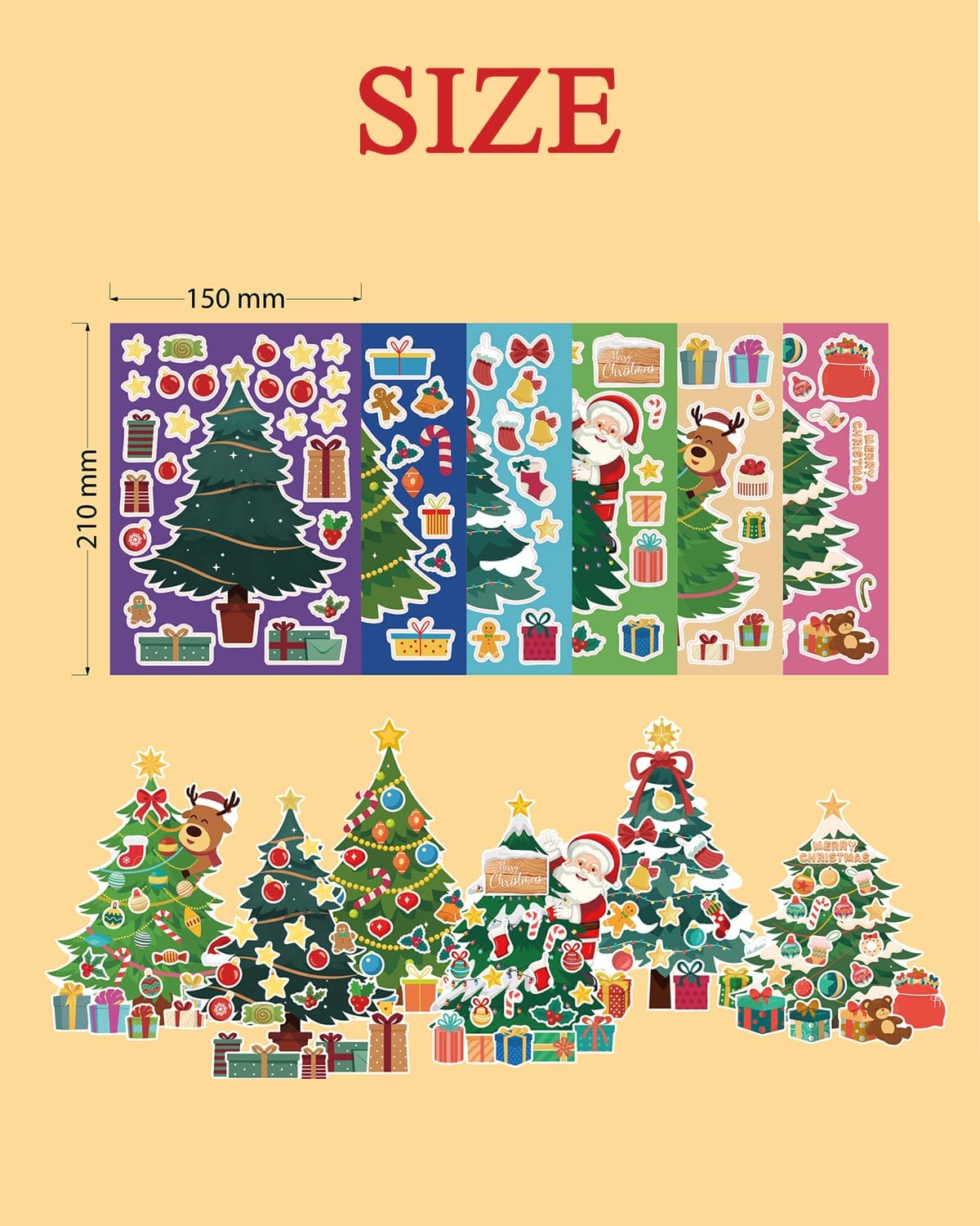 34 calcomanías navideñas que no se repiten  Crea tus propios personajes de Navidad con Papá Noel, reno, árbol de Navidad, muñeco de nieve y mucho