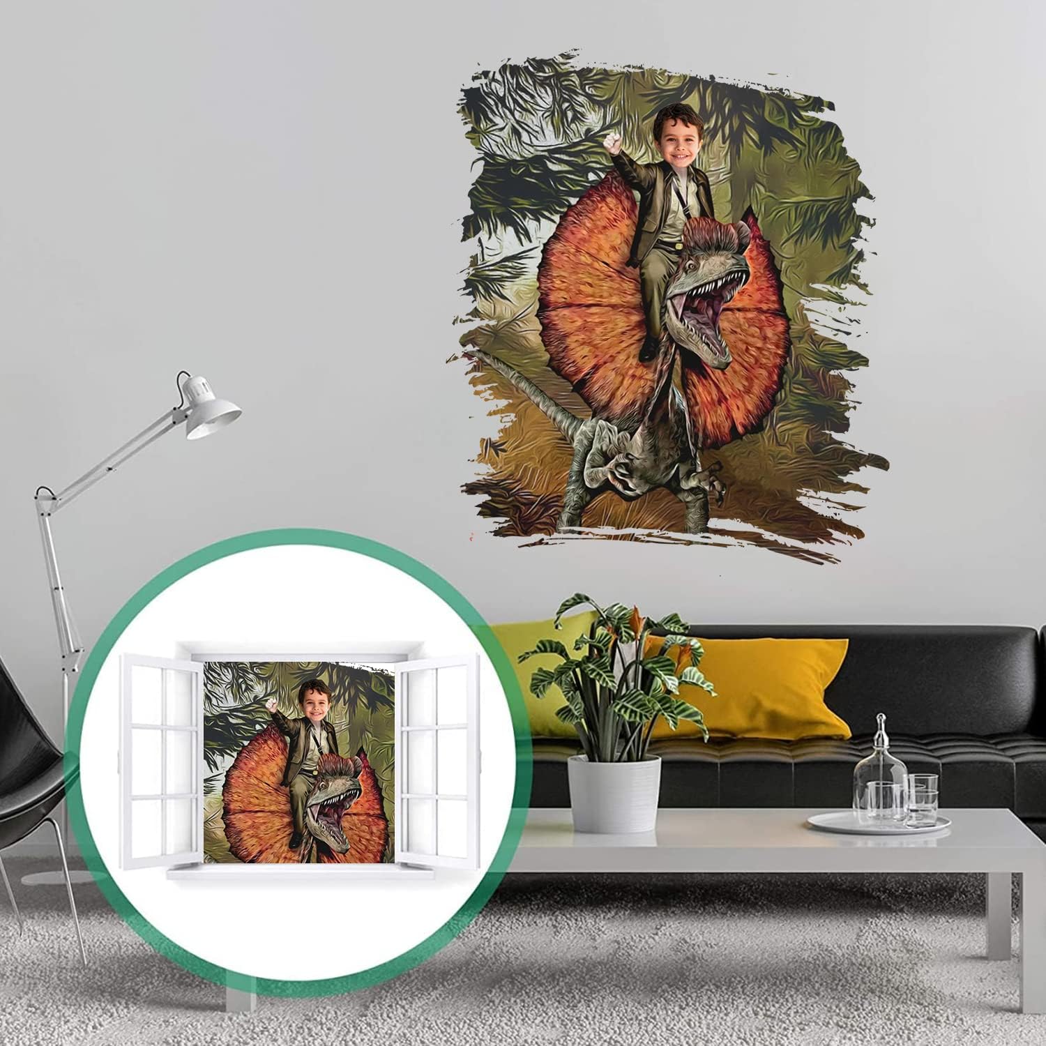 Calcomanía de pared personalizada del alfabeto de dinosaurio, calcomanías de pared de dinosaurios personalizadas para habitación de niños,