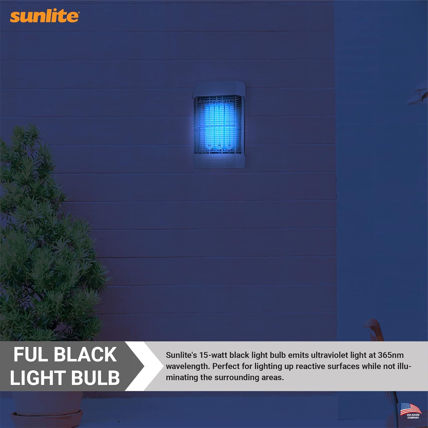 Sunlite 40484-SU T6 Bombilla fluorescente en forma de U, 15 vatios, luz UV, longitud de onda de color de 365 nm, base GX10q de 4 pines, enchufable,