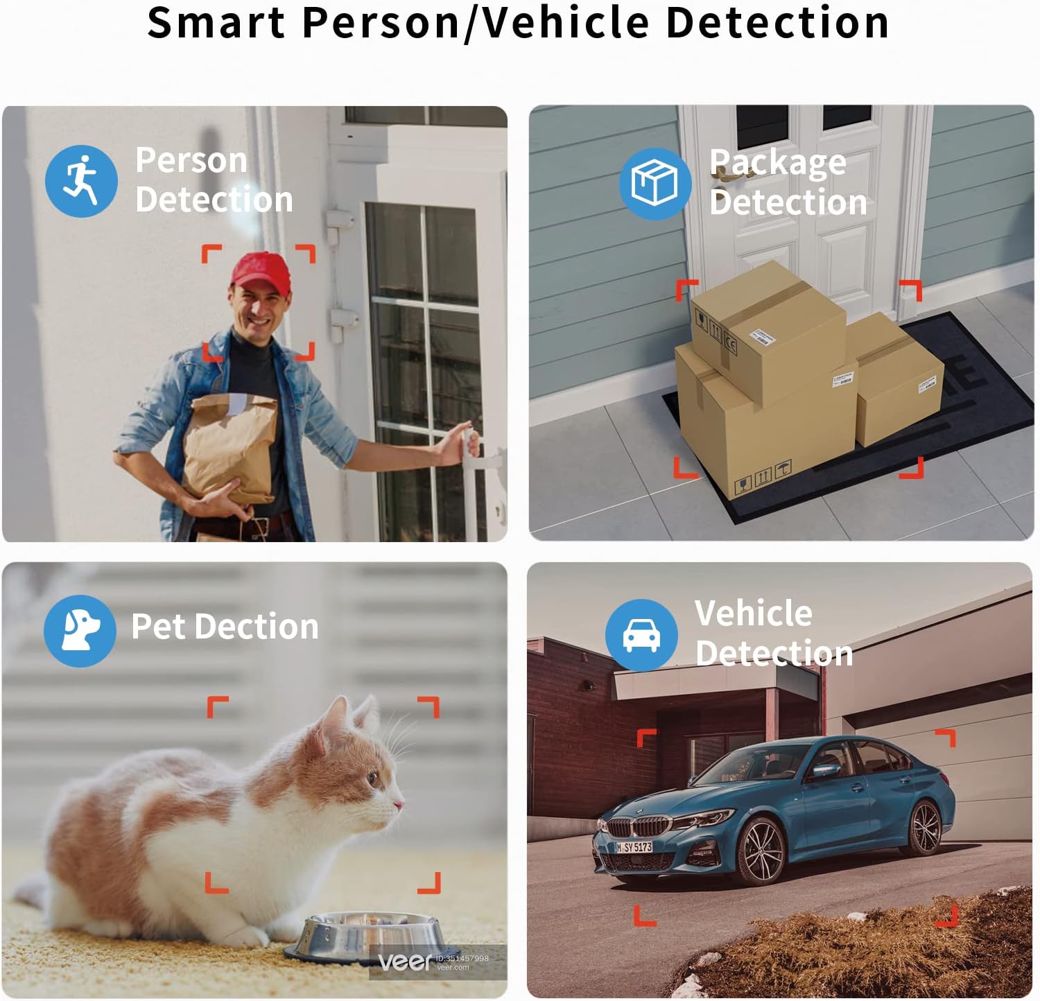 Cámaras de seguridad para exteriores 3K 5MP  Detección de movimiento AI y sirena, vista de 360 PTZ, IP66, seguimiento automático, conversación de 2