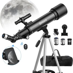 Qniuco Telescopio, 2.756 in Apertura 23.622 in Telescopios para Adultos Astronomía y Niños y Principiantes, Telescopio de refracción portátil con un Qniuco Telescopio, 2.756 in Apertura 23.622 in Telescopios para Adultos Astronomía y Niños y Principiantes, Telescopio de refracción portátil con un